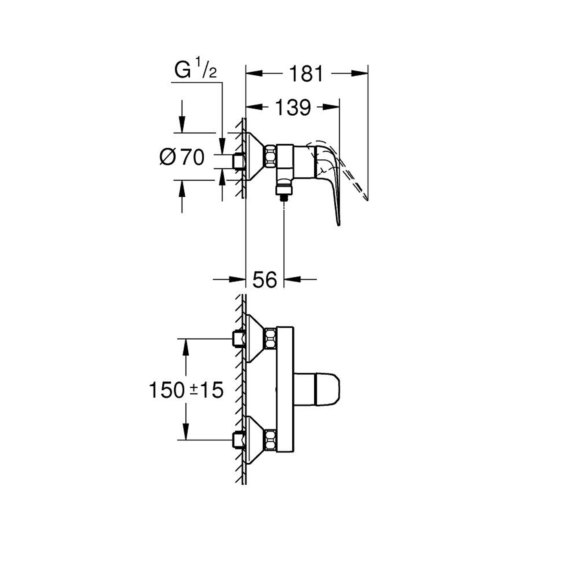 Grohe Euroeco Duvardan Duş Bataryası 24292001