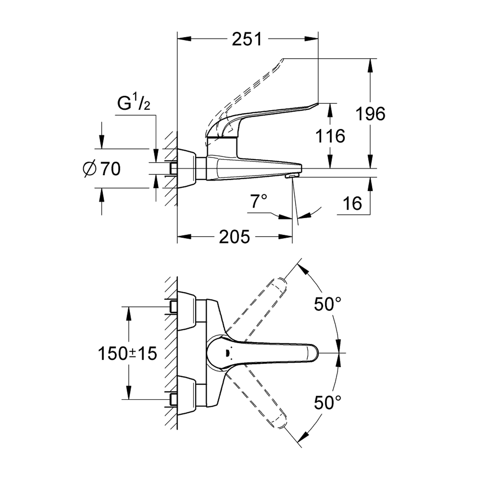 Grohe Euroeco Special Duvardan Lavabo Bataryası Krom 32778000