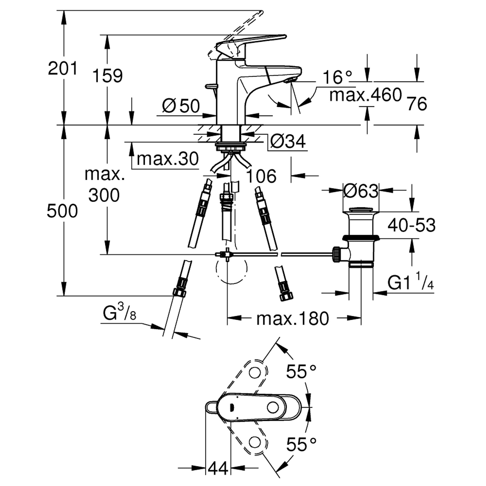 Grohe Europlus Lavabo Bataryası S Boy Krom 33155002