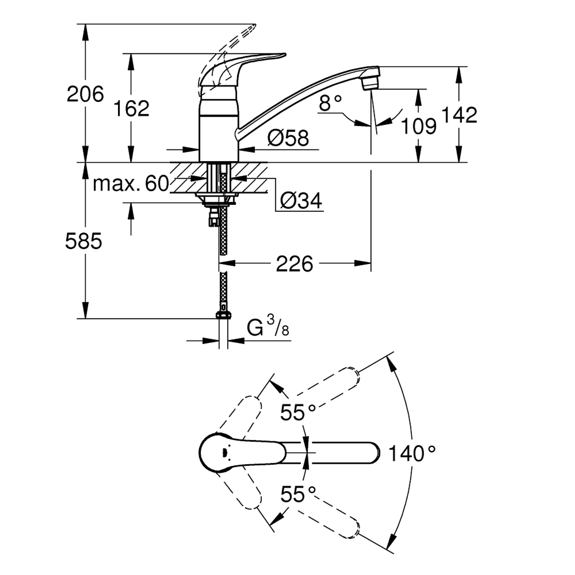 Grohe EuroPro Mutfak Bataryası Krom 32750000