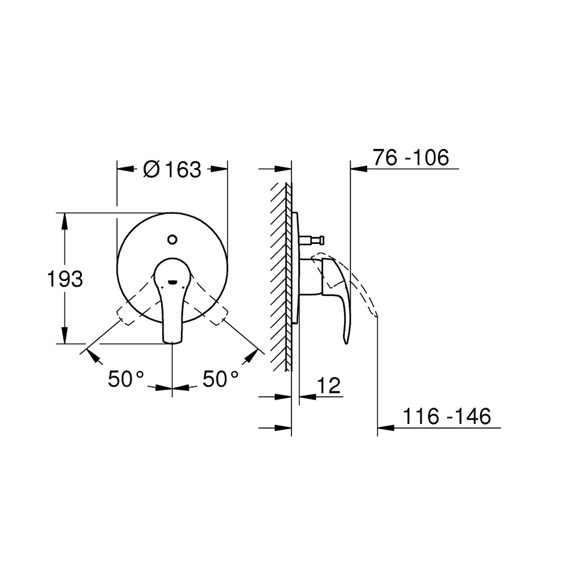 Grohe Eurosmart Ankastre Banyo Bataryası (Sıva Üstü Grubu) Krom 19450002