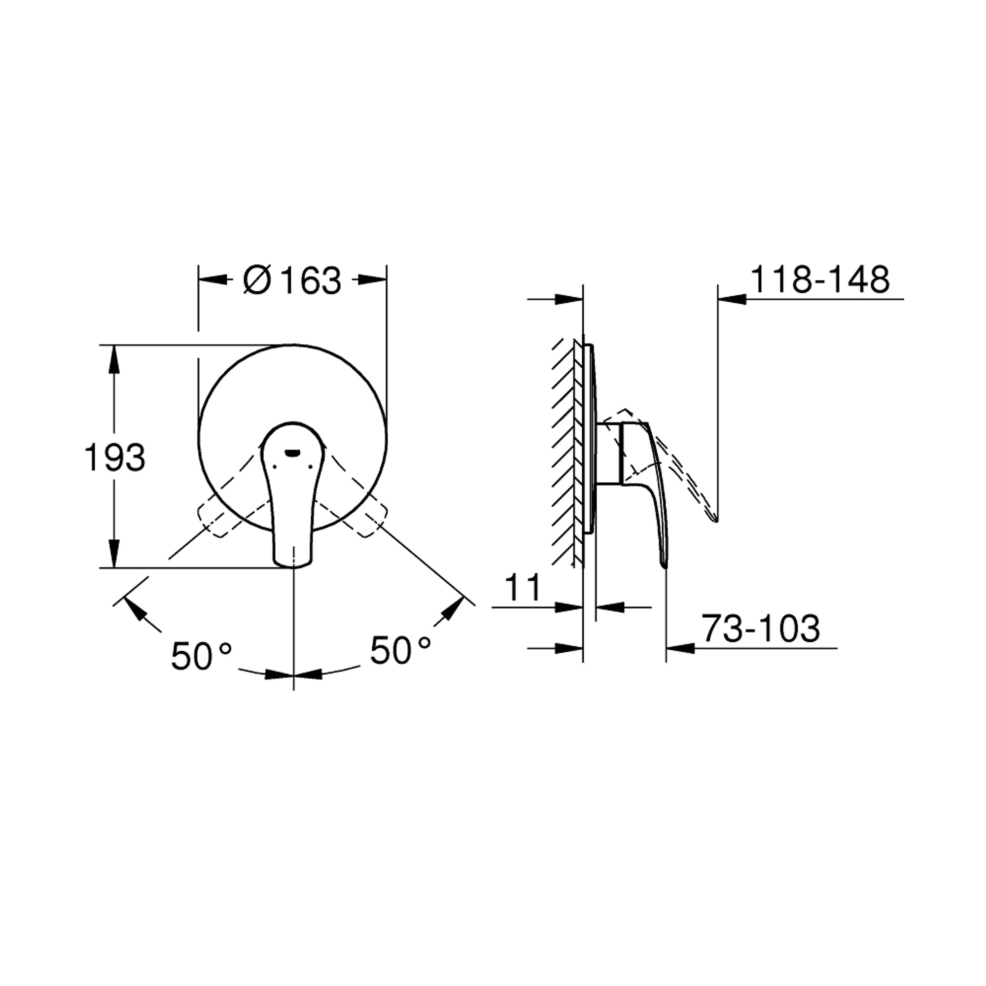 Grohe Eurosmart Ankastre Duş Bataryası (Sıva Üstü Grubu) Mat Siyah 194512433