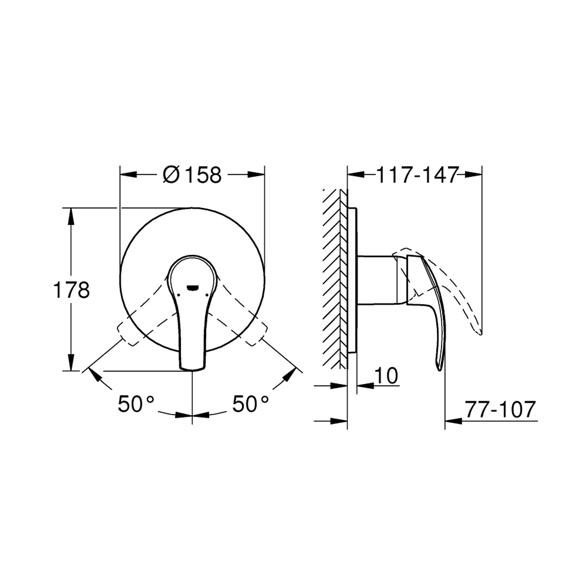 Grohe Eurosmart Ankastre Duş Bataryası (Sıva Üstü Grubu) Krom 24042002