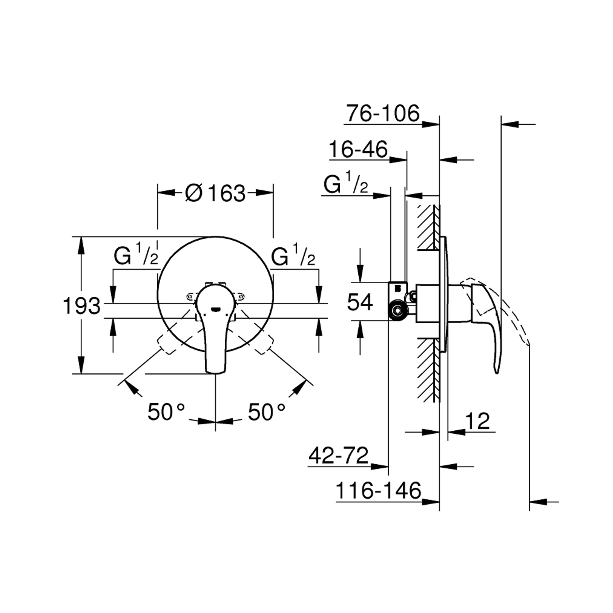 Grohe Eurosmart Ankastre Duş Bataryası Krom 33556002