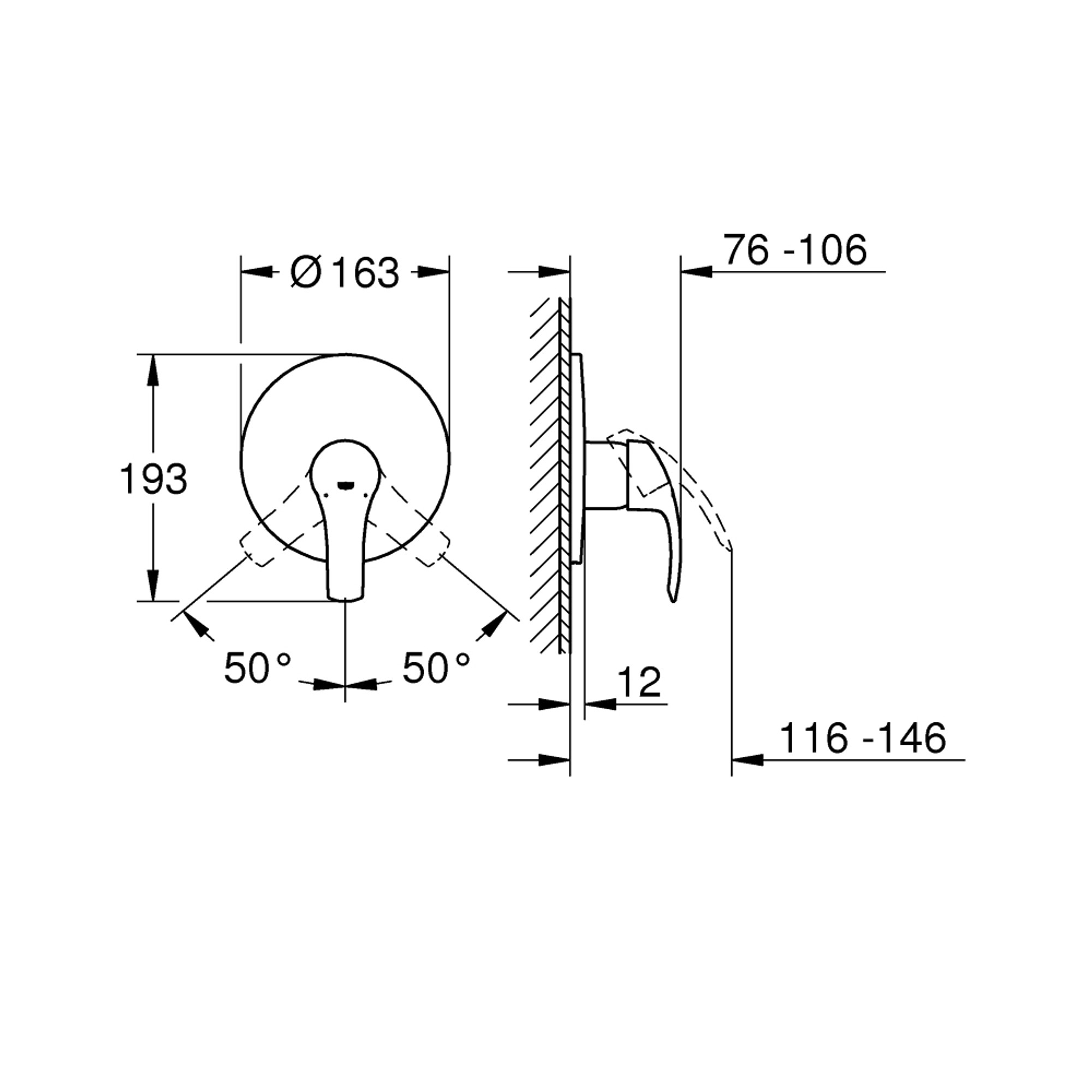 Grohe Eurosmart Ankastre Duş Bataryası (Sıva Üstü Grubu) Krom 19451002