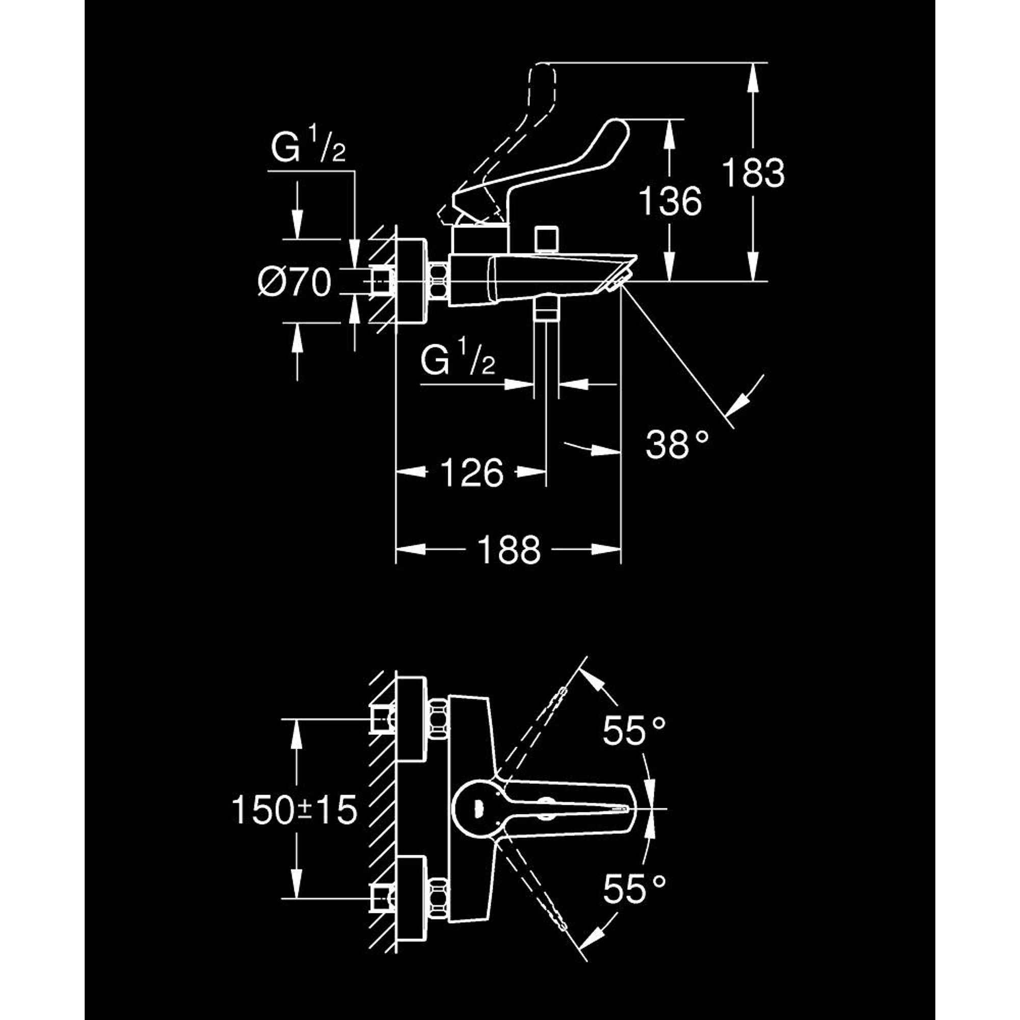 Grohe Eurosmart Banyo Bataryası Krom 25243003