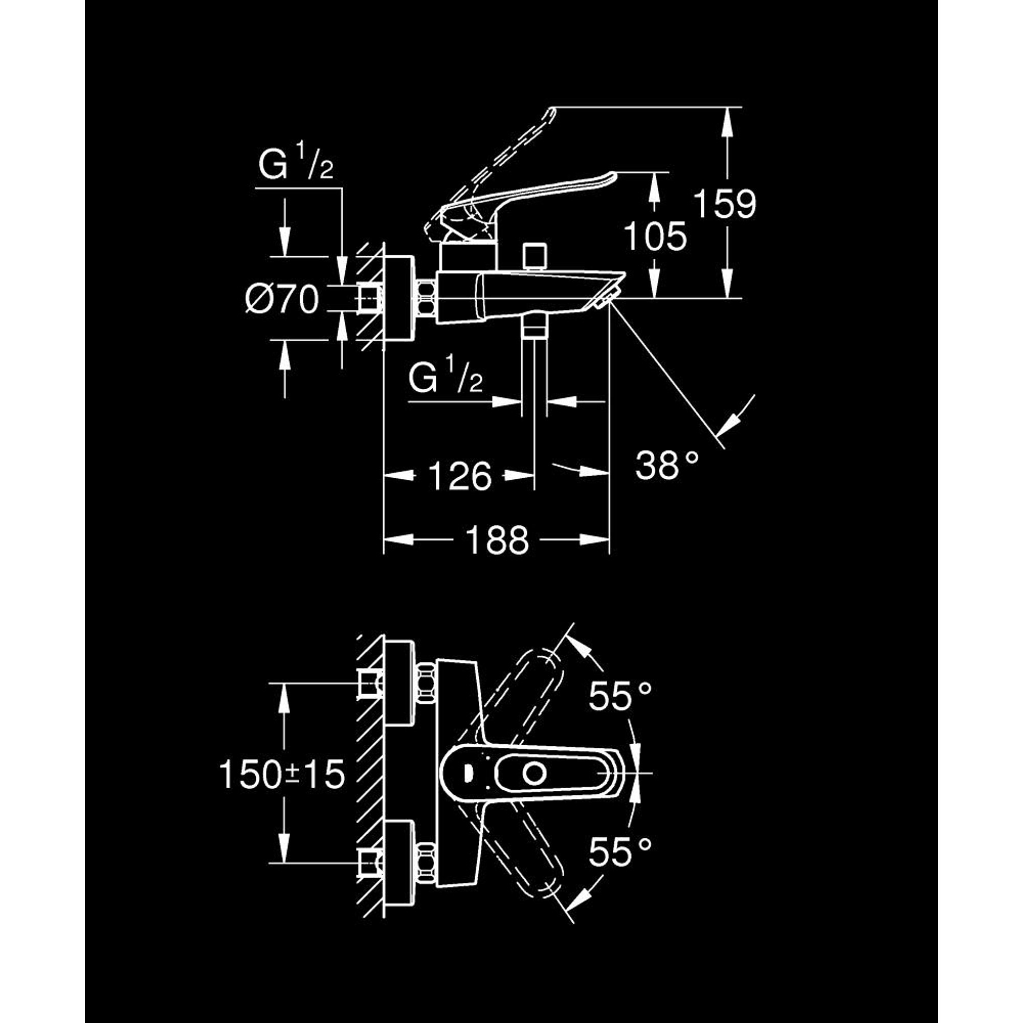 Grohe Eurosmart Banyo Bataryası Krom 25241003