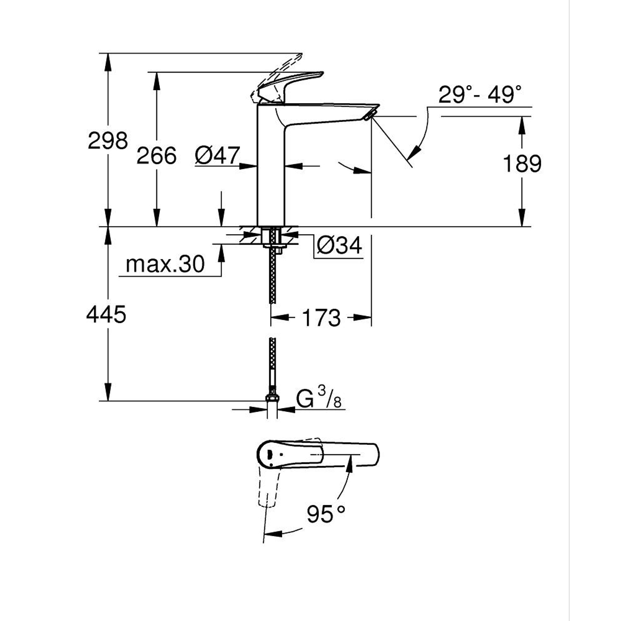 Grohe Eurosmart Çanak Lavabo Bataryası (XL Boy) Krom 24164003