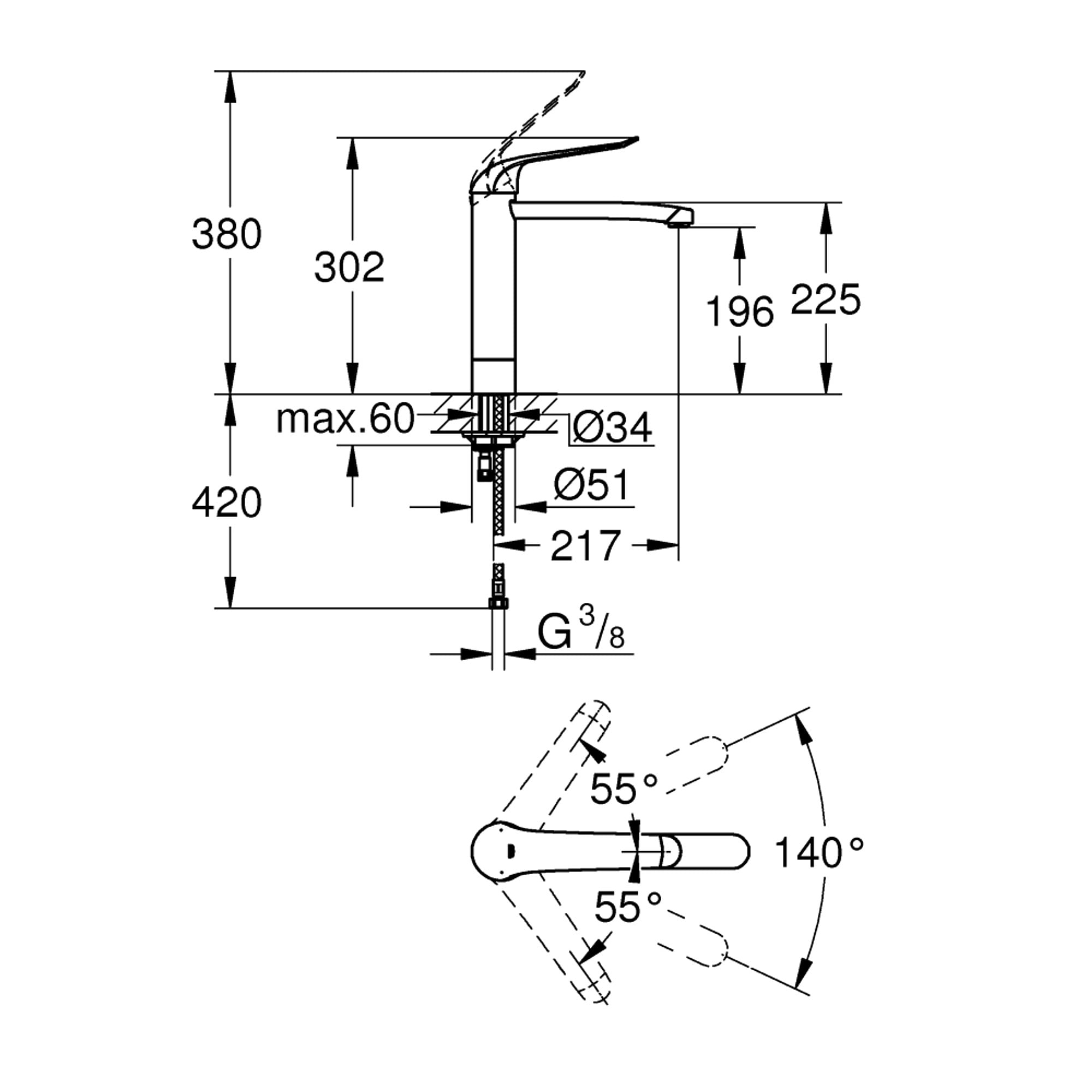 Grohe Eurosmart Care Lavabo Bataryası Krom 30208000