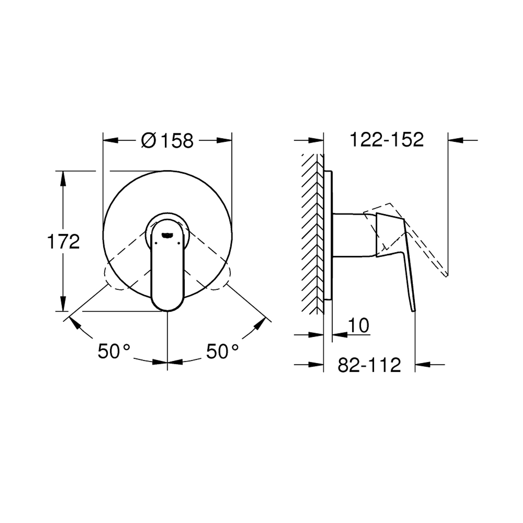 Grohe Eurosmart Cosmopolitan Ankastre Duş Bataryası (Sıva Üstü Grubu) Krom 24044000