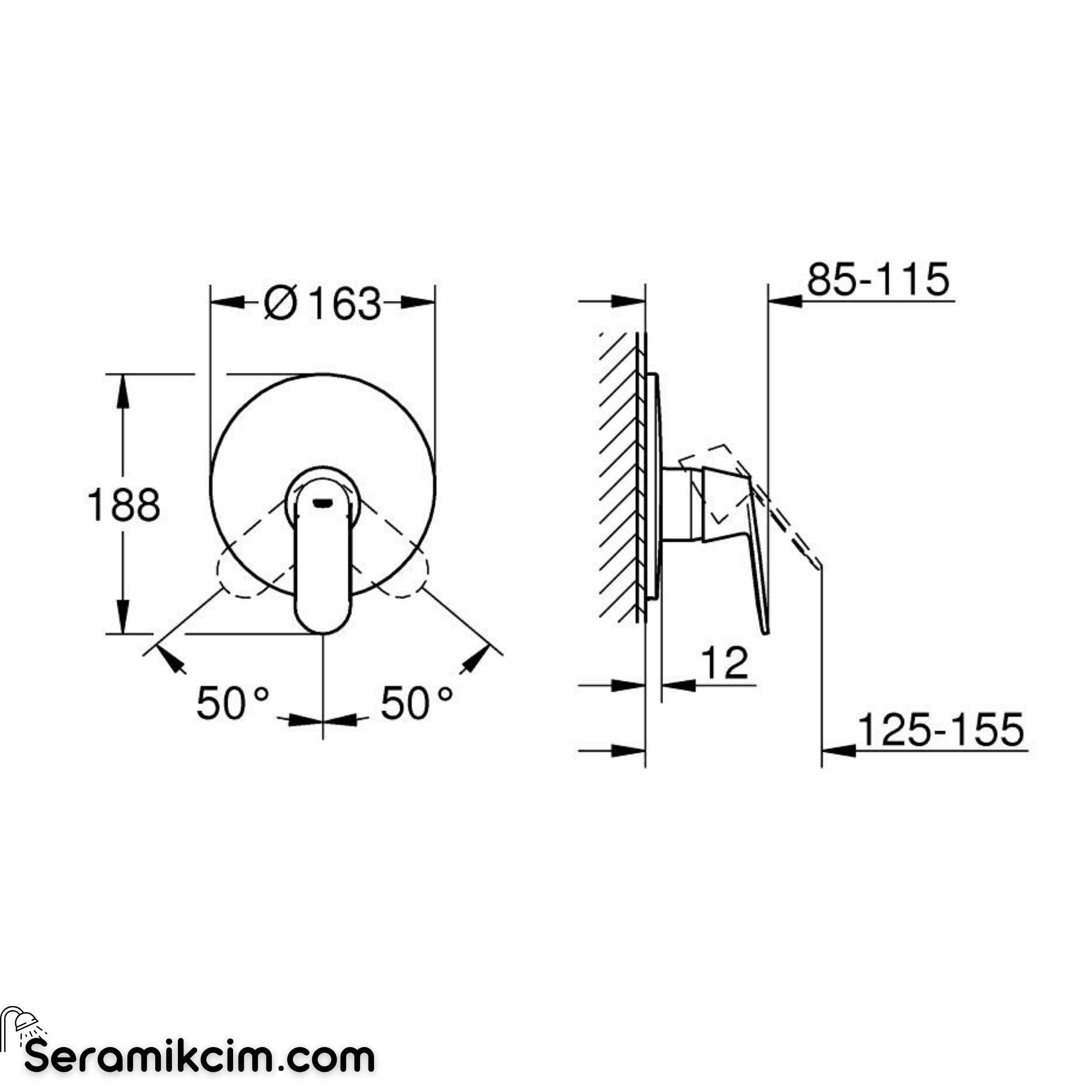 Grohe Eurosmart Cosmopolitan Ankastre duş bataryası 19383000