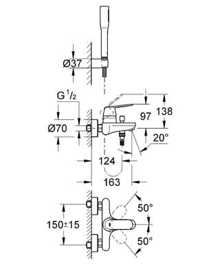 Grohe EuroSmart Cosmopolitan Banyo Bataryası + El Duşu Seti - 32832000