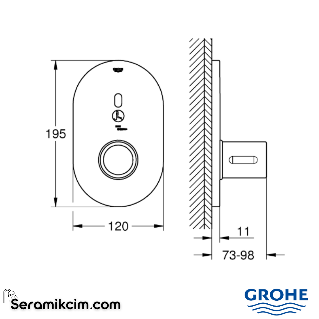 Grohe EuroSmart Cosmopolitan E Ankastre Duş Termostatı için Duş Bataryası Krom 36456000