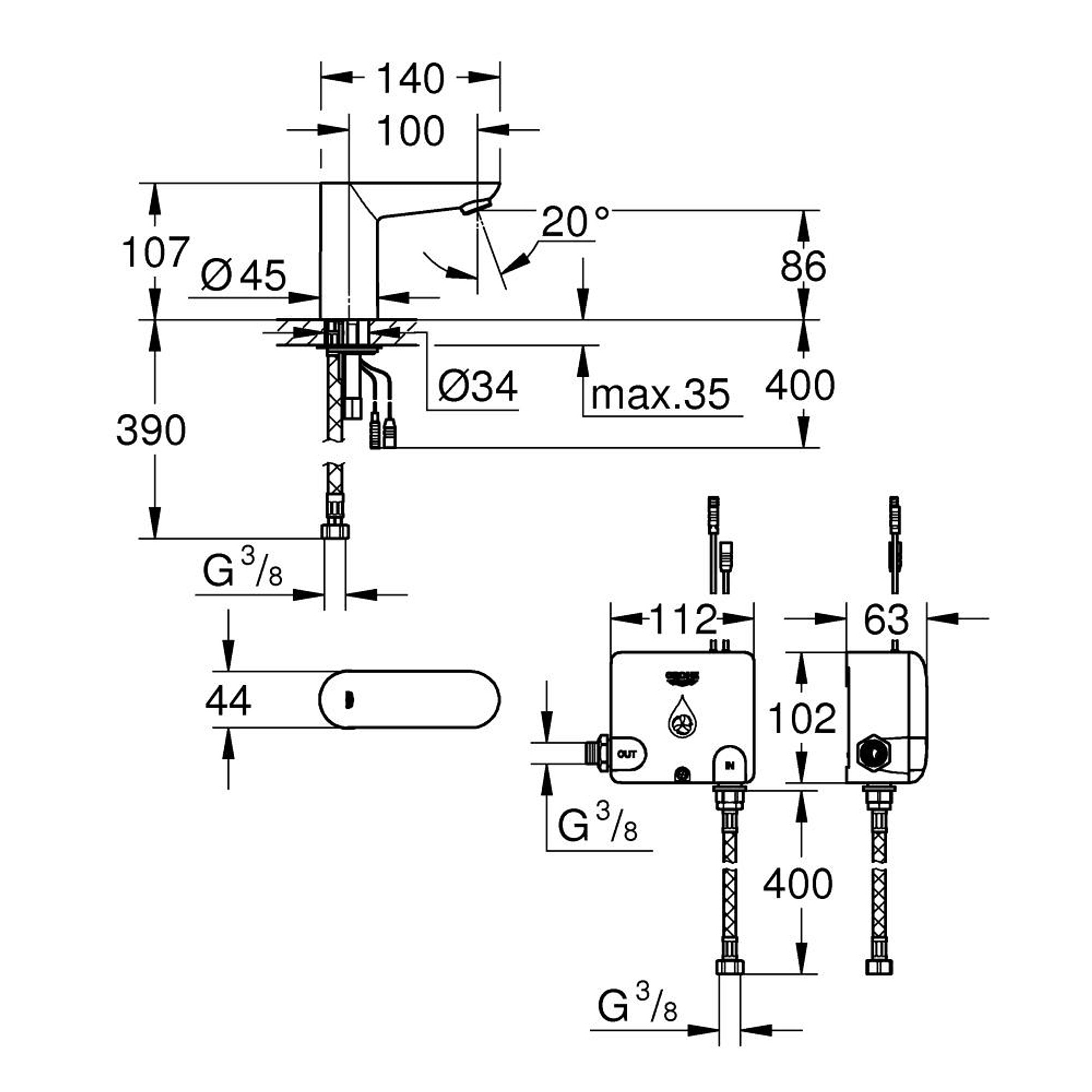 Grohe Eurosmart Cosmopolitan E Güç Kutusu Krom 36384000