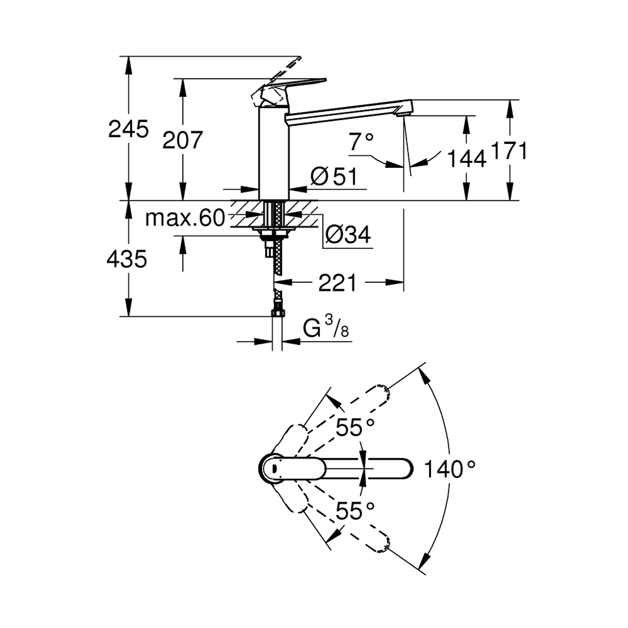 Grohe Eurosmart Cosmopolitan Mutfak Bataryası Paslanmaz Çelik 30193DC0