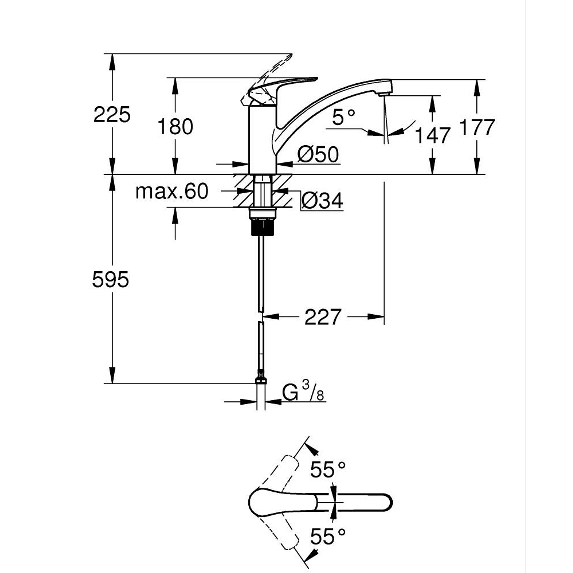 Grohe Eurosmart Döner Başlıklı Mutfak Bataryası Krom 30506000
