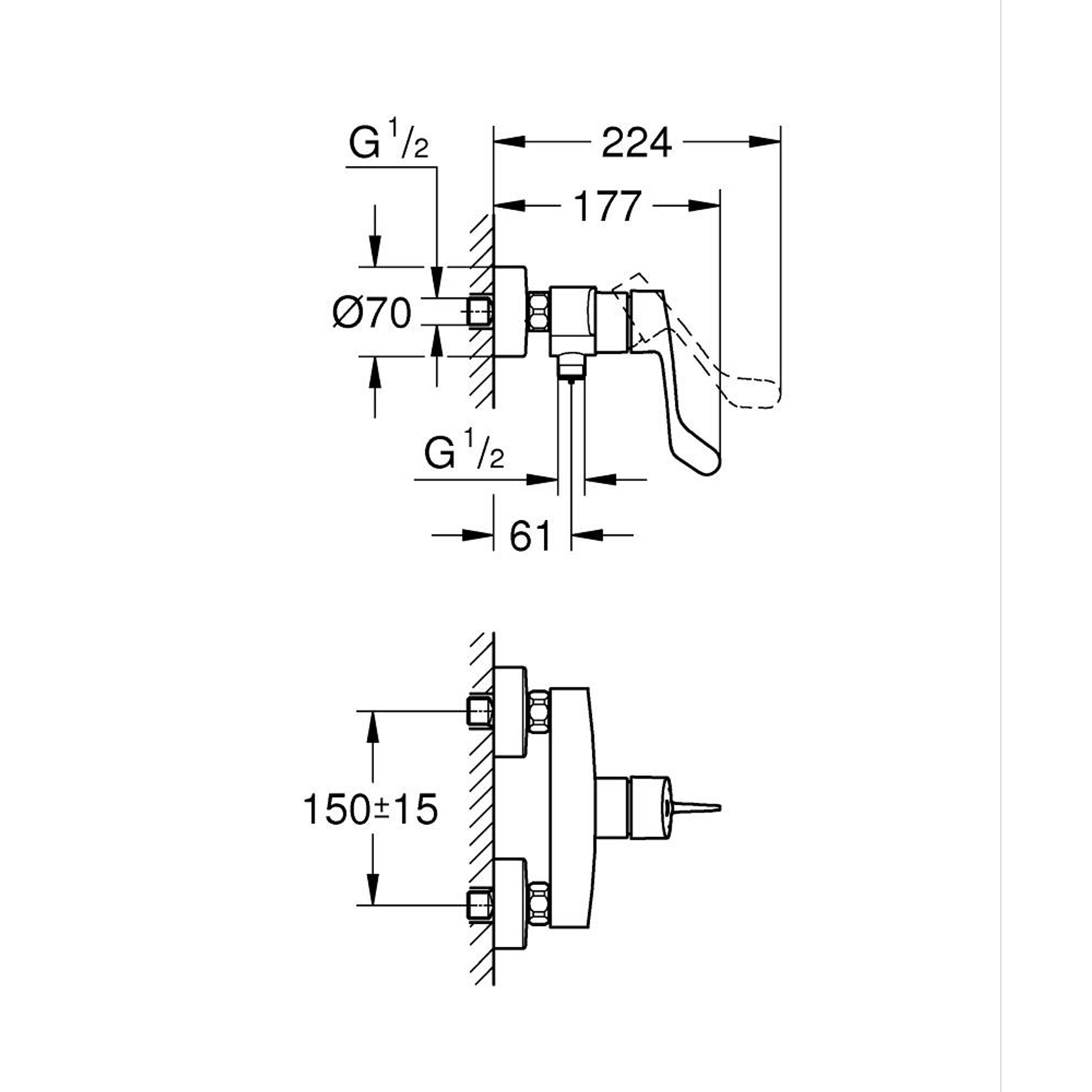 Grohe Eurosmart Duş Bataryası Krom 25244003