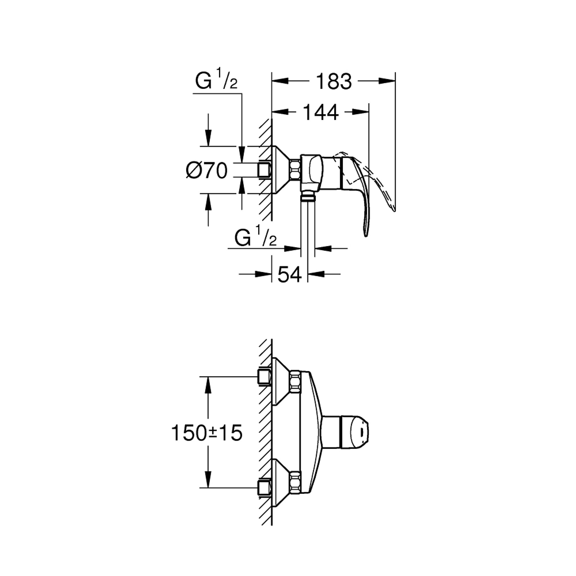Grohe Eurosmart Duş Bataryası Krom 33555002