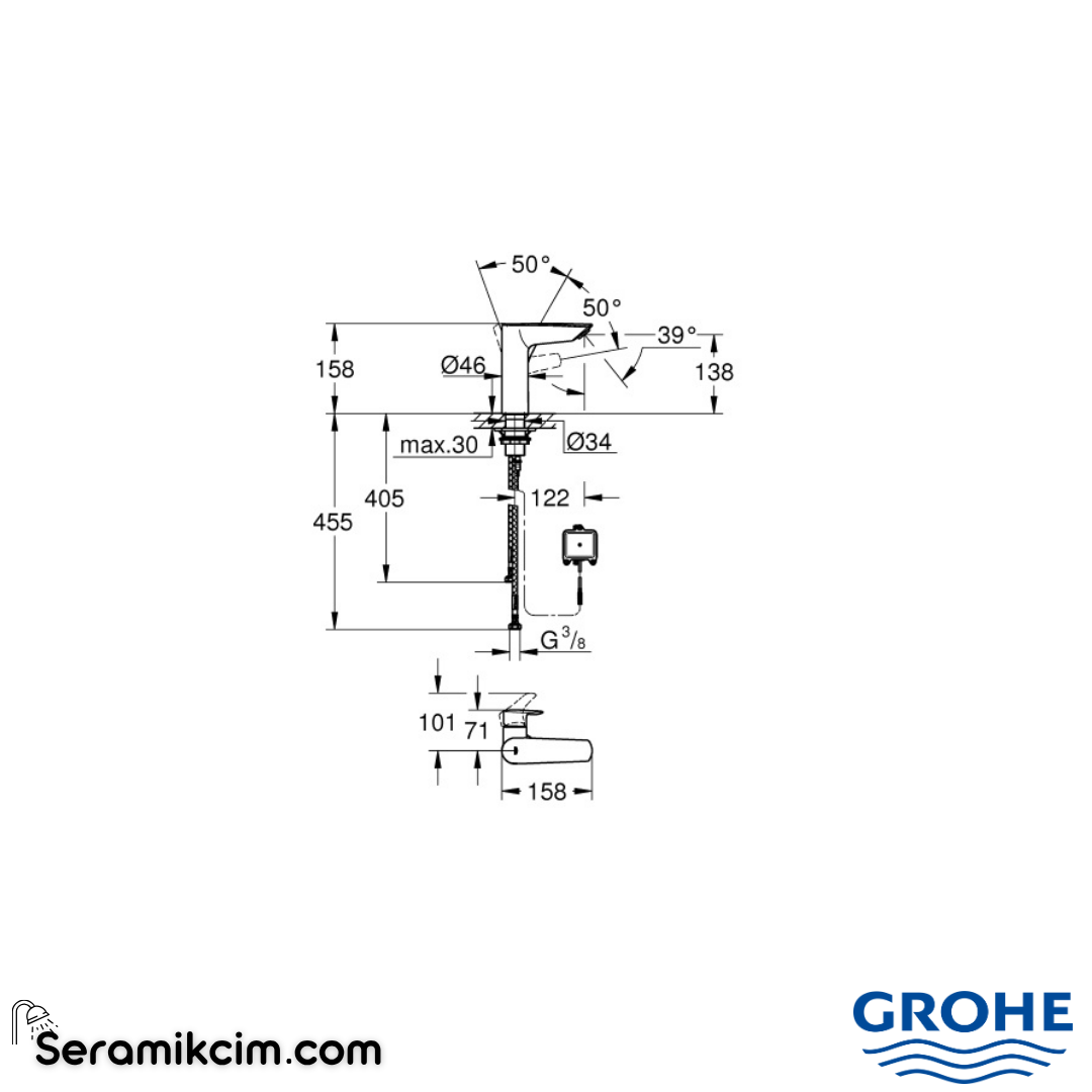 Grohe Eurosmart Eltr Tap Basin 6V 239752433 - 239752433