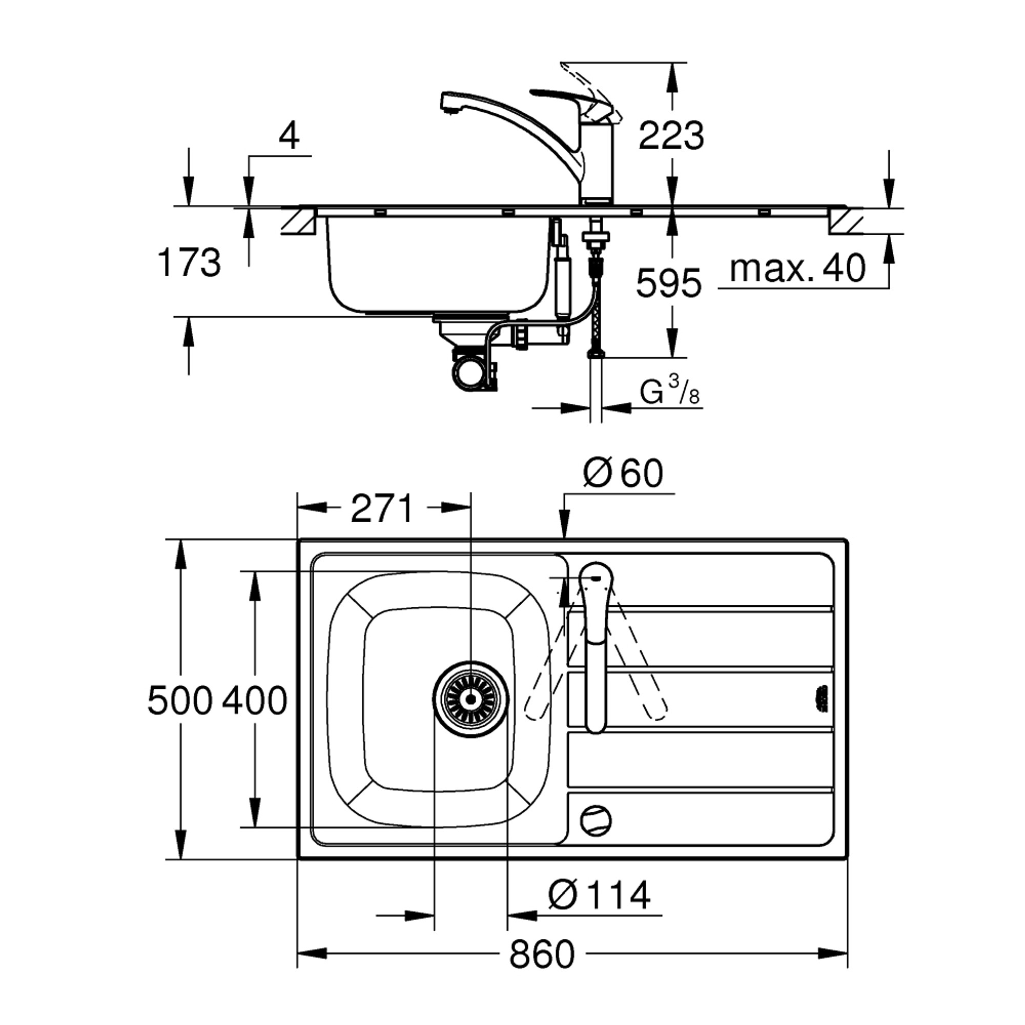Grohe Eurosmart Eviye ve Mutfak Bataryası Seti Paslanmaz Çelik 31565SD1
