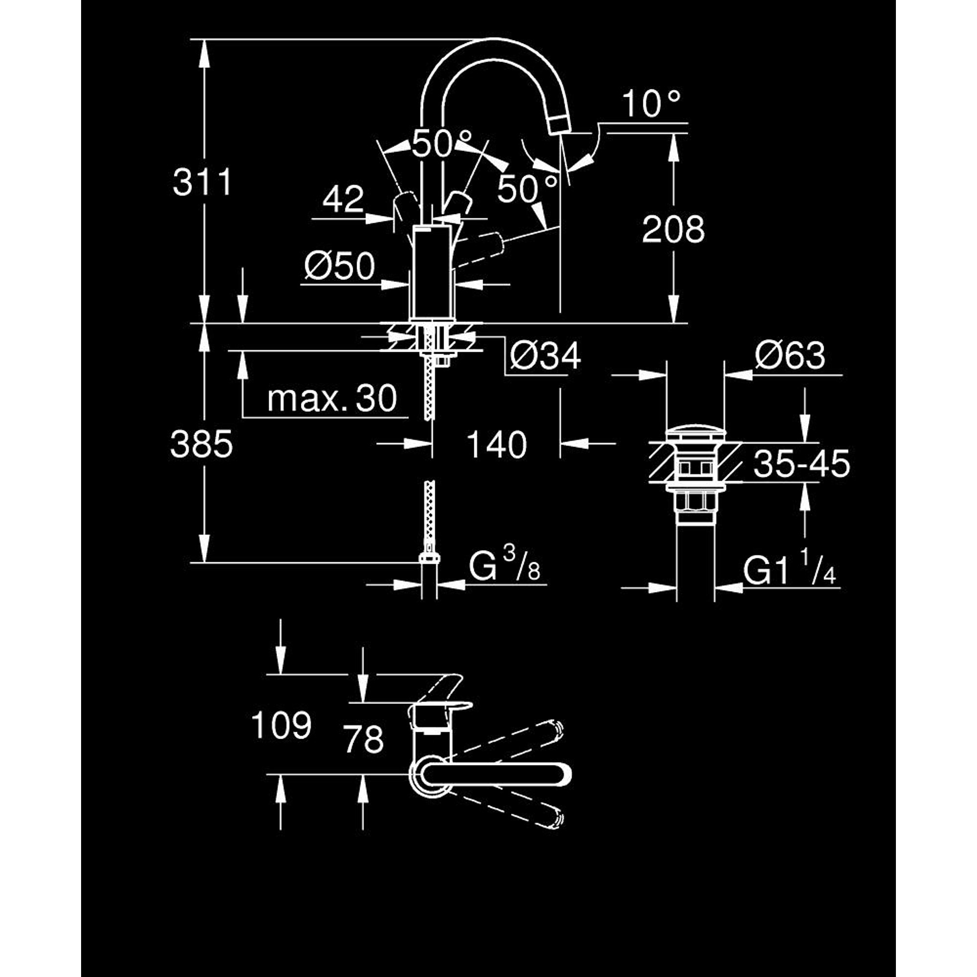 Grohe Eurosmart Lavabo Bataryası L Boy Krom 23970003