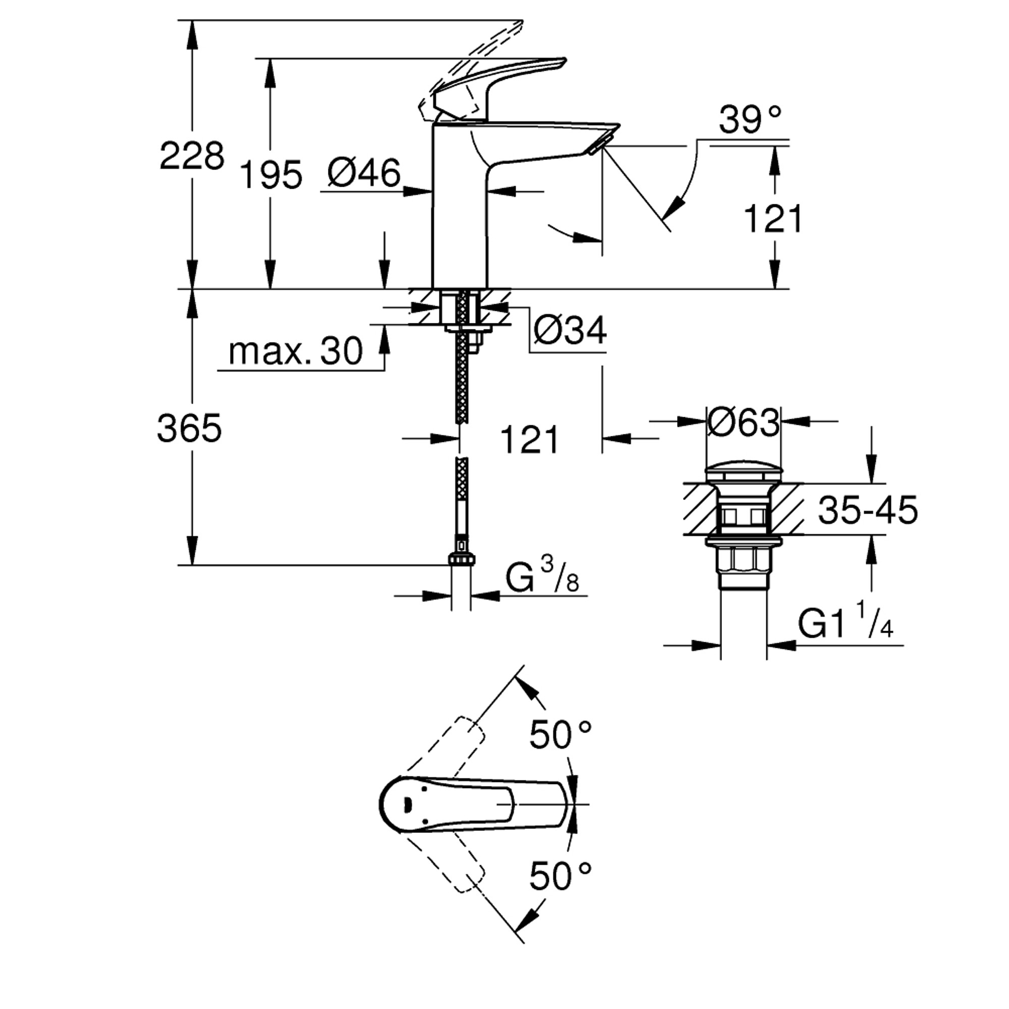 Grohe Eurosmart Lavabo Bataryası M Boy Krom 23923003