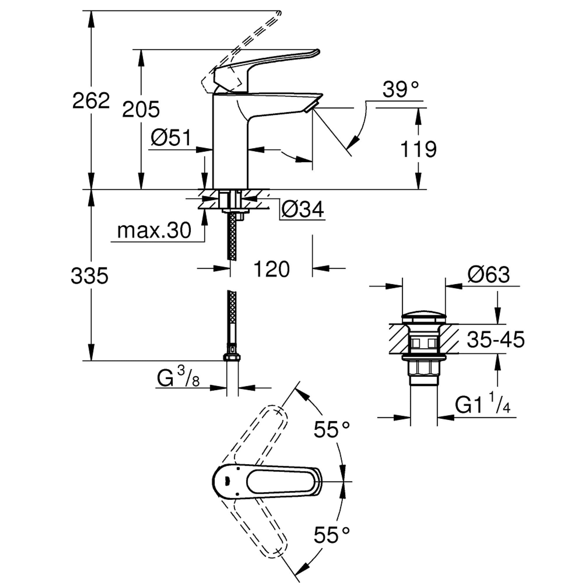 Grohe Eurosmart Lavabo Bataryası M Boy Krom 23981003