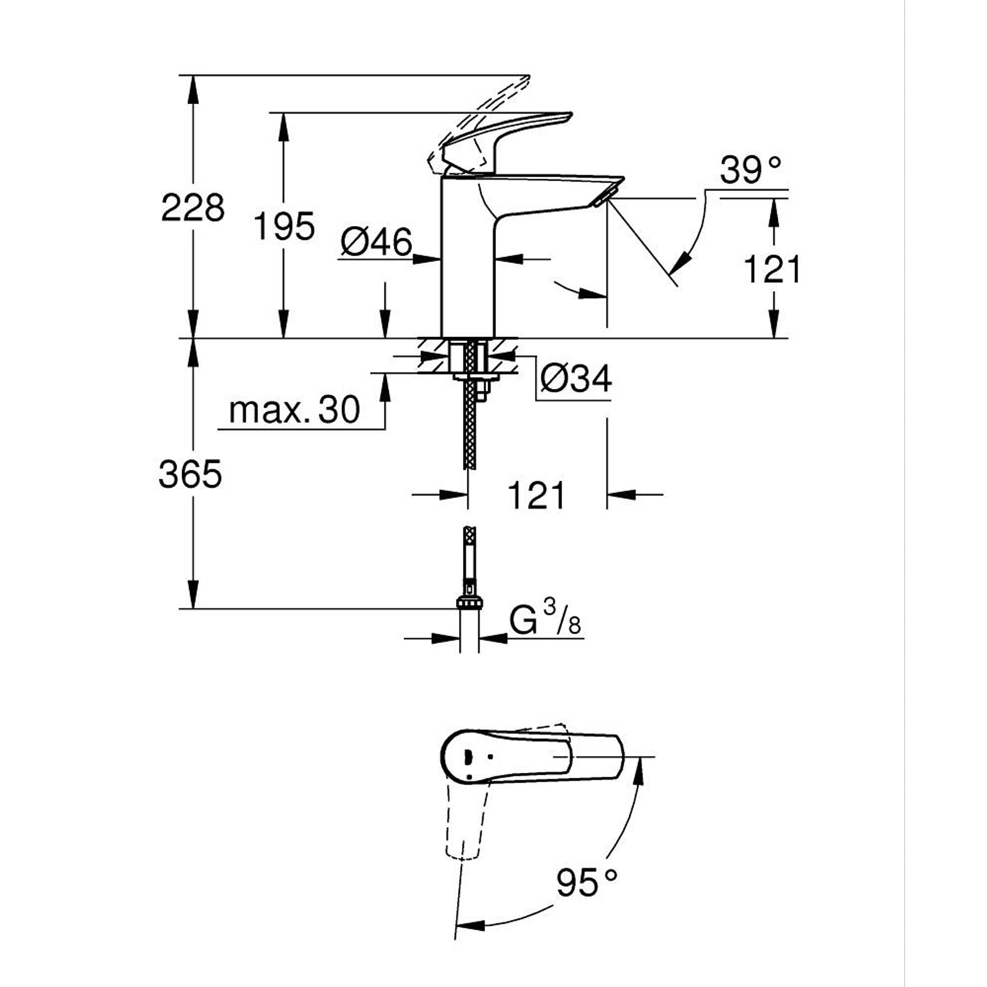 Grohe Eurosmart Lavabo Bataryası M Boy Krom 2339530E
