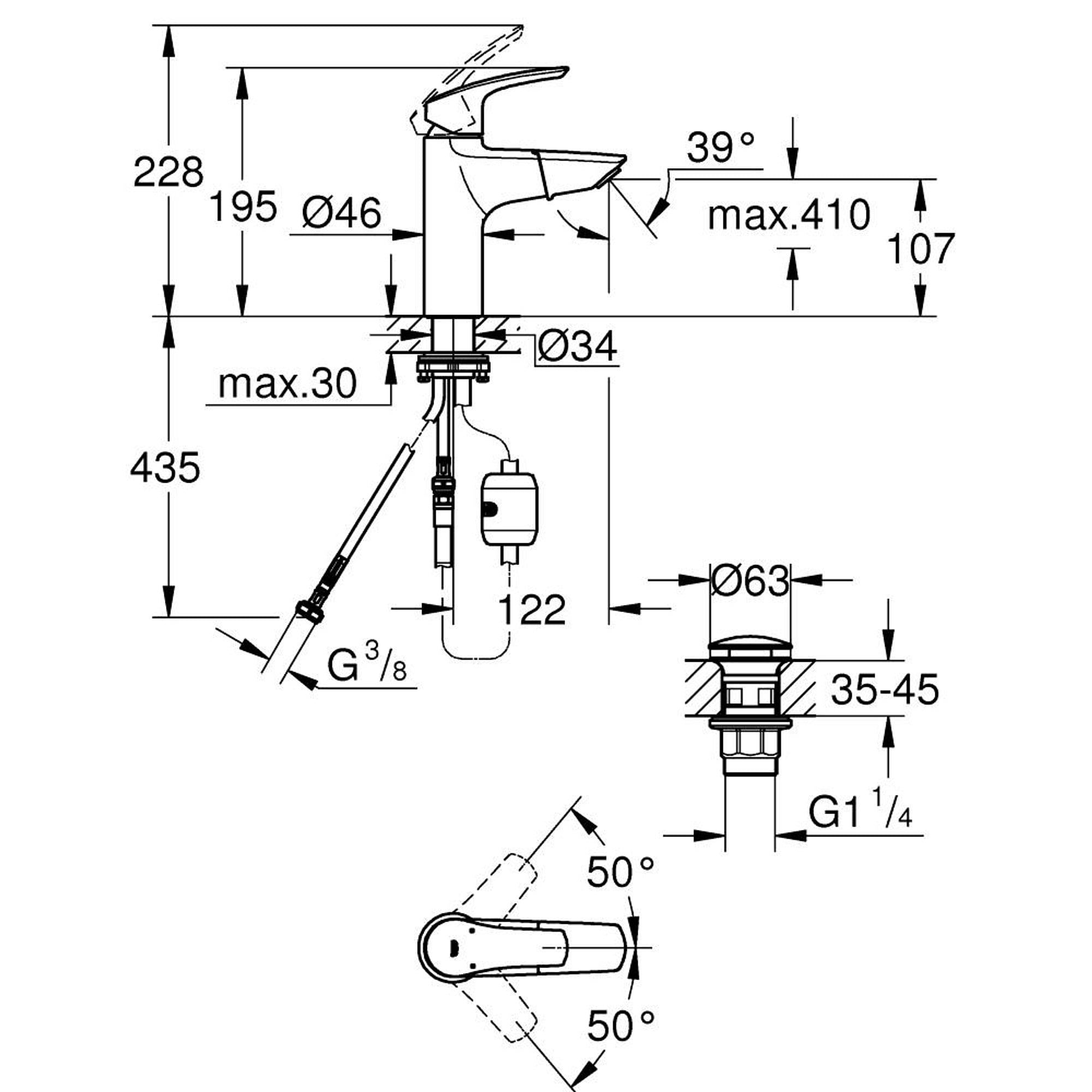 Grohe Eurosmart Lavabo Bataryası M Boy Krom 23976003