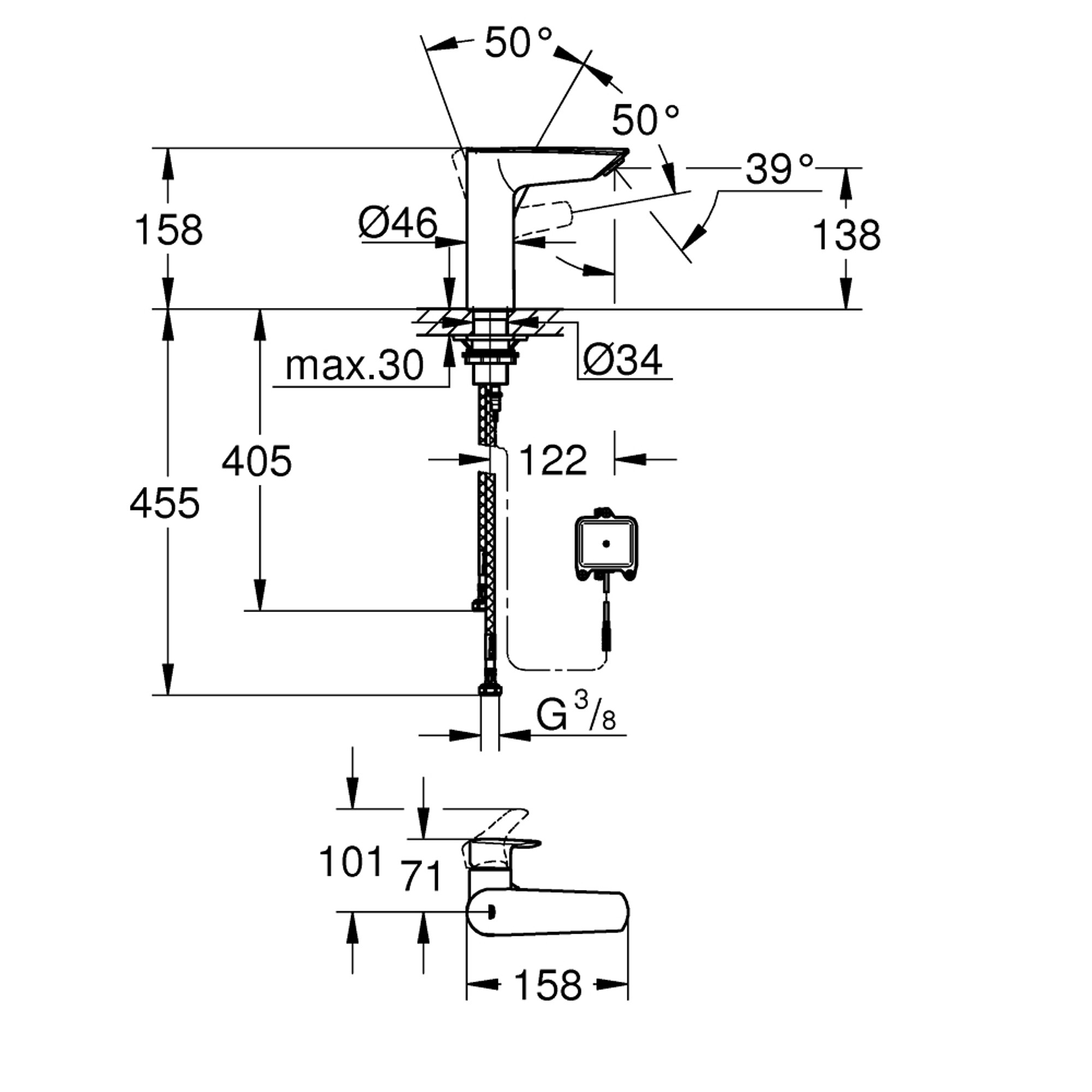 Grohe Eurosmart Lavabo Bataryası M Boy Krom 23975003