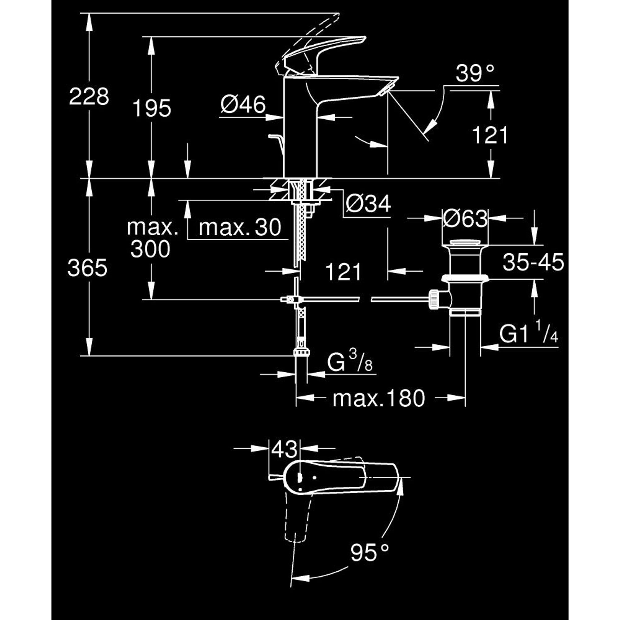 Grohe Eurosmart Lavabo Bataryası M Boy Mat Siyah 23393243E
