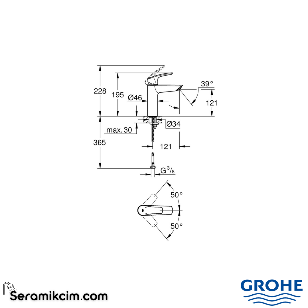 Grohe Eurosmart Lavabo Bataryası, Mat Siyah 233242433 - 233242433