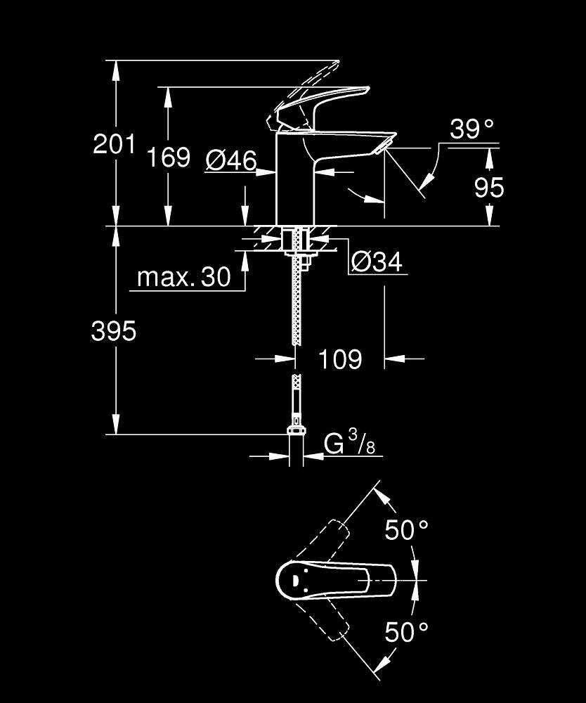 Grohe Eurosmart Lavabo Bataryası Mat Siyah 23395243E