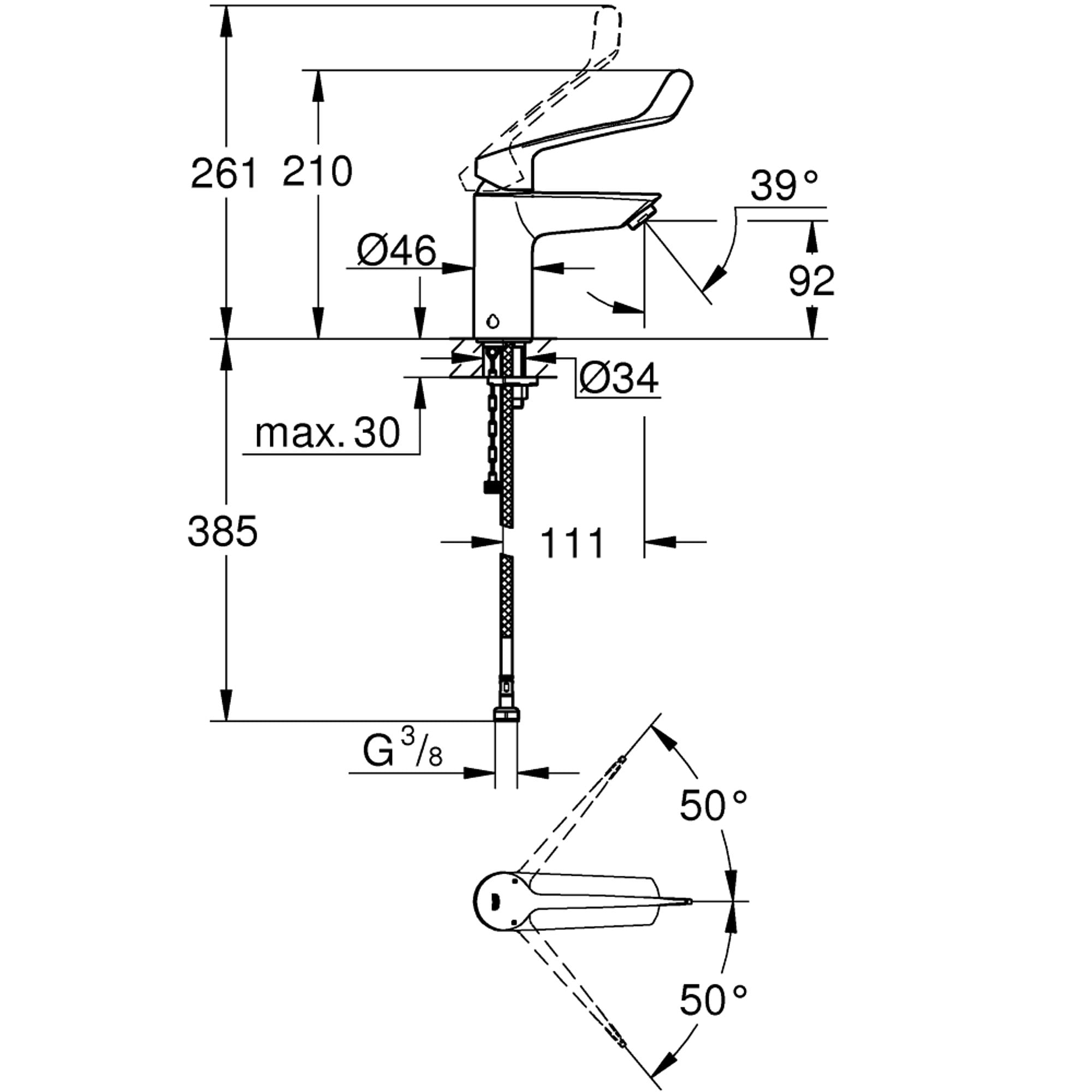 Grohe Eurosmart Lavabo Bataryası S Boy Krom 23984003