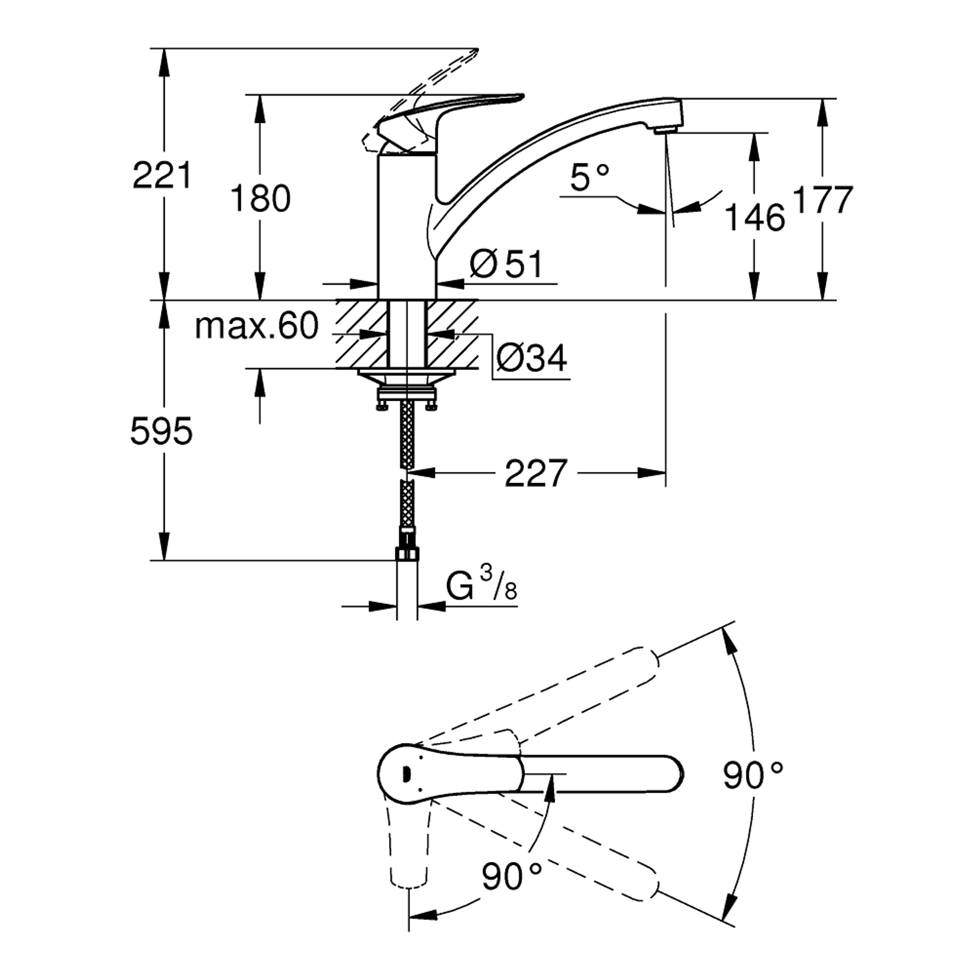 Grohe Eurosmart Mutfak Bataryası Krom 30260003