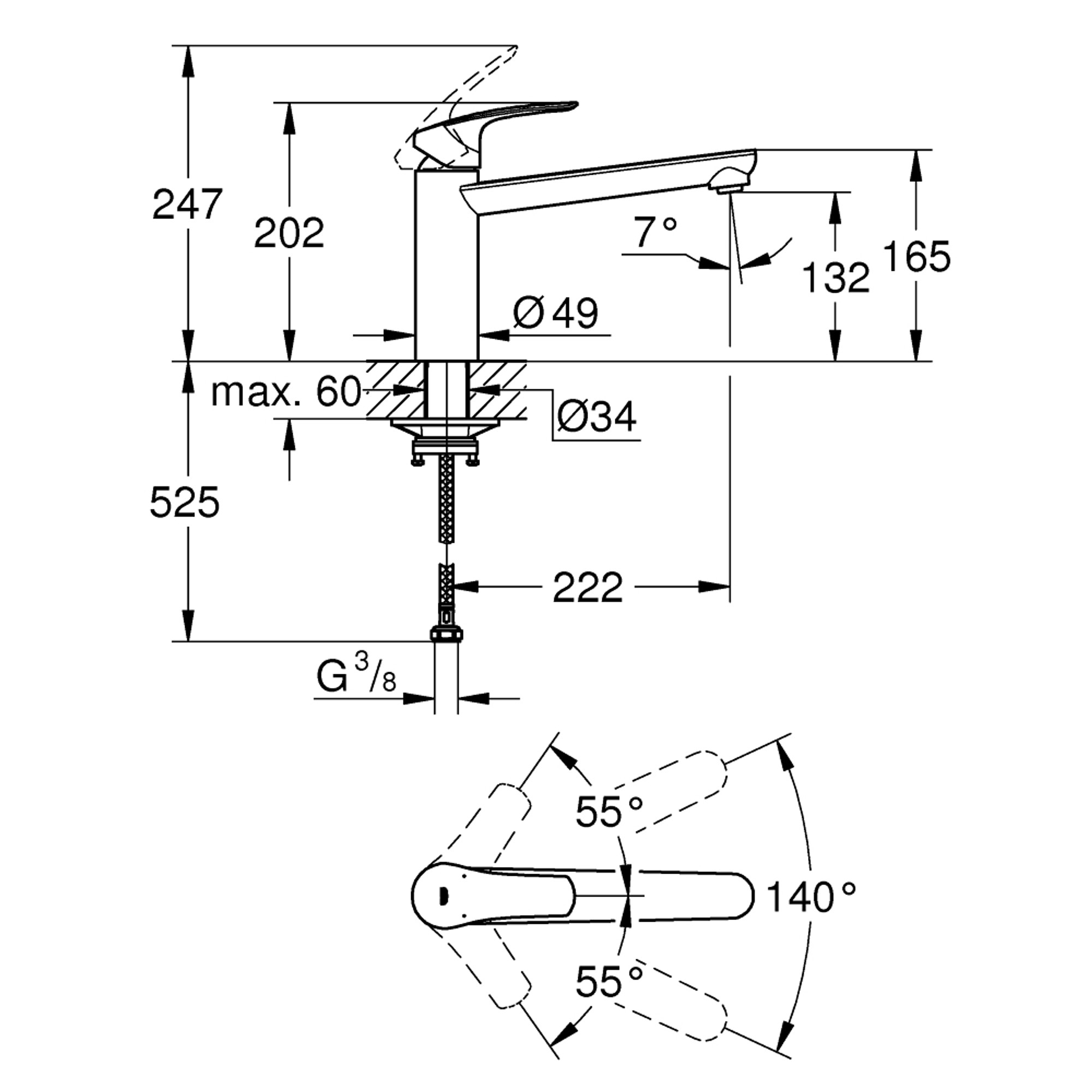 Grohe Eurosmart Mutfak Bataryası Mat Siyah 304632430