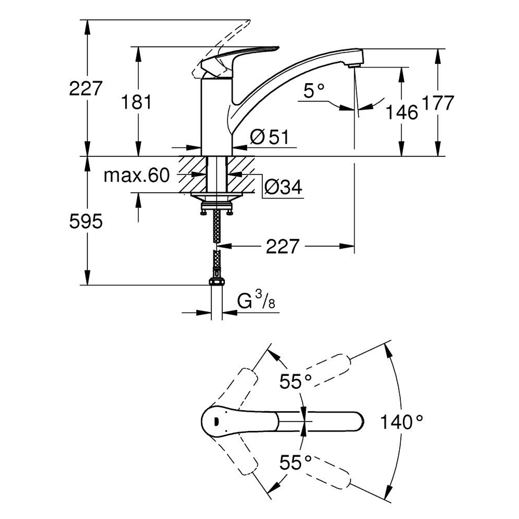 Grohe Eurosmart Mutfak Bataryası Mat Siyah 332812433