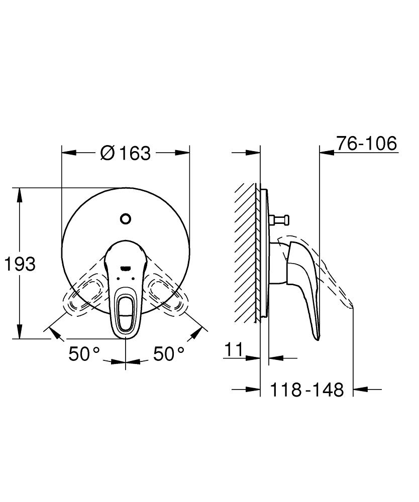 Grohe Eurostyle Ankastre Banyo Duş Bataryası (Sıva Üstü Grubu) Krom 19506003