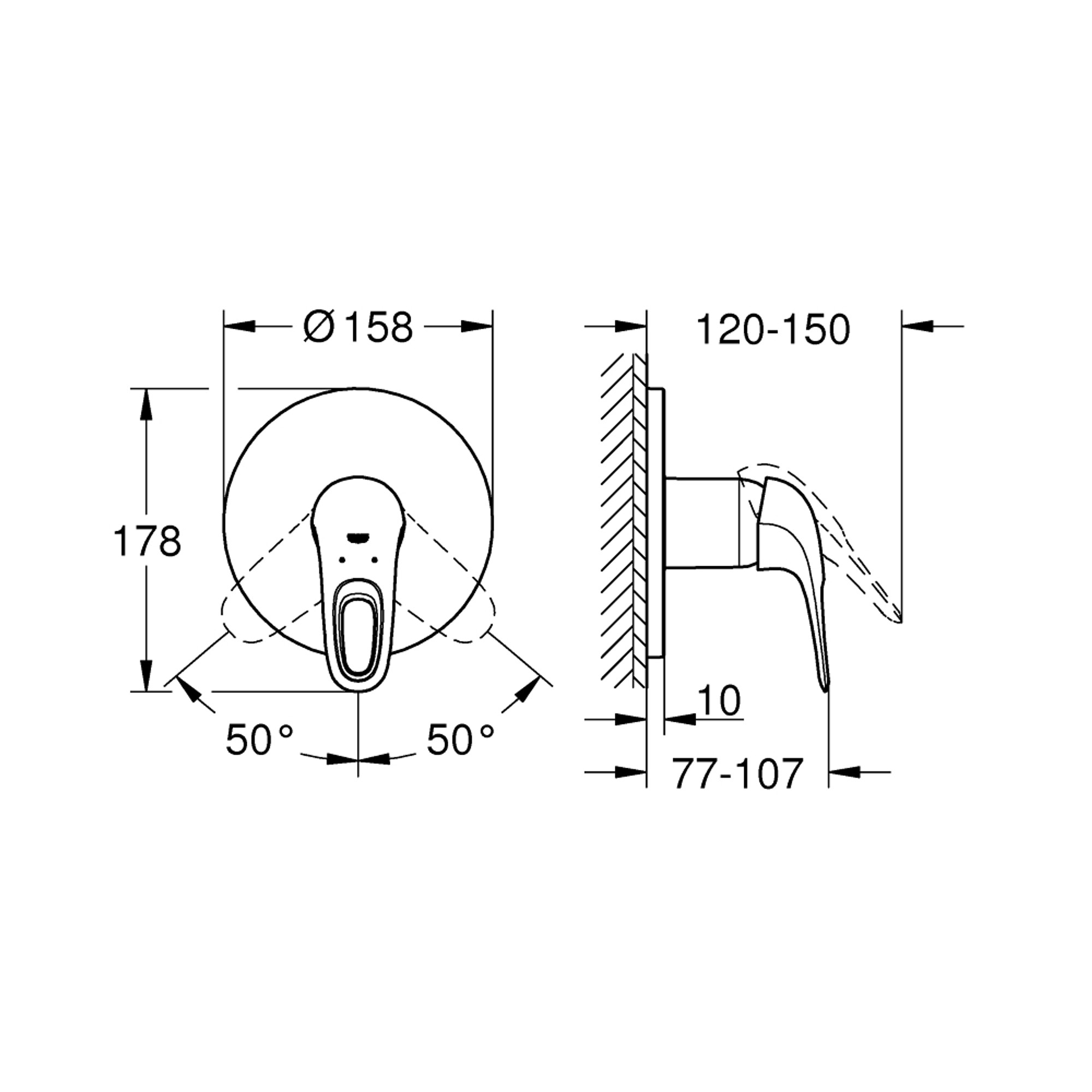 Grohe Eurostyle Ankastre Duş Bataryası (Sıva Üstü Grubu) Beyaz 24048LS3