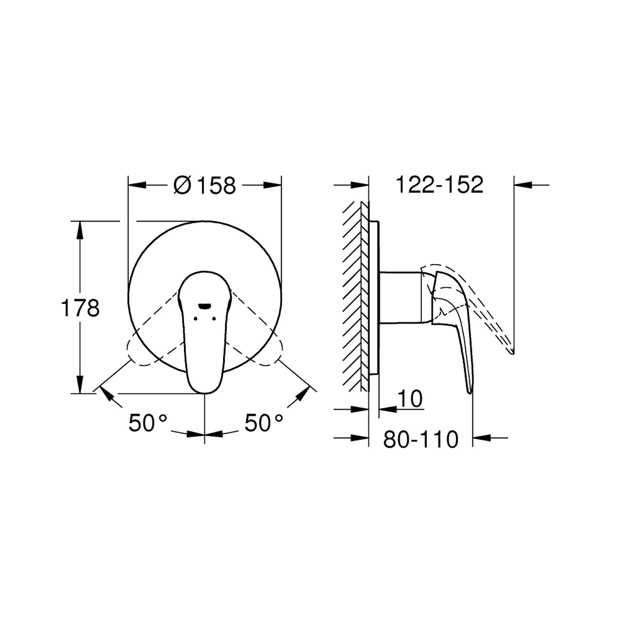 Grohe Eurostyle Ankastre Duş Bataryası (Sıva Üstü Grubu) Krom 24046003