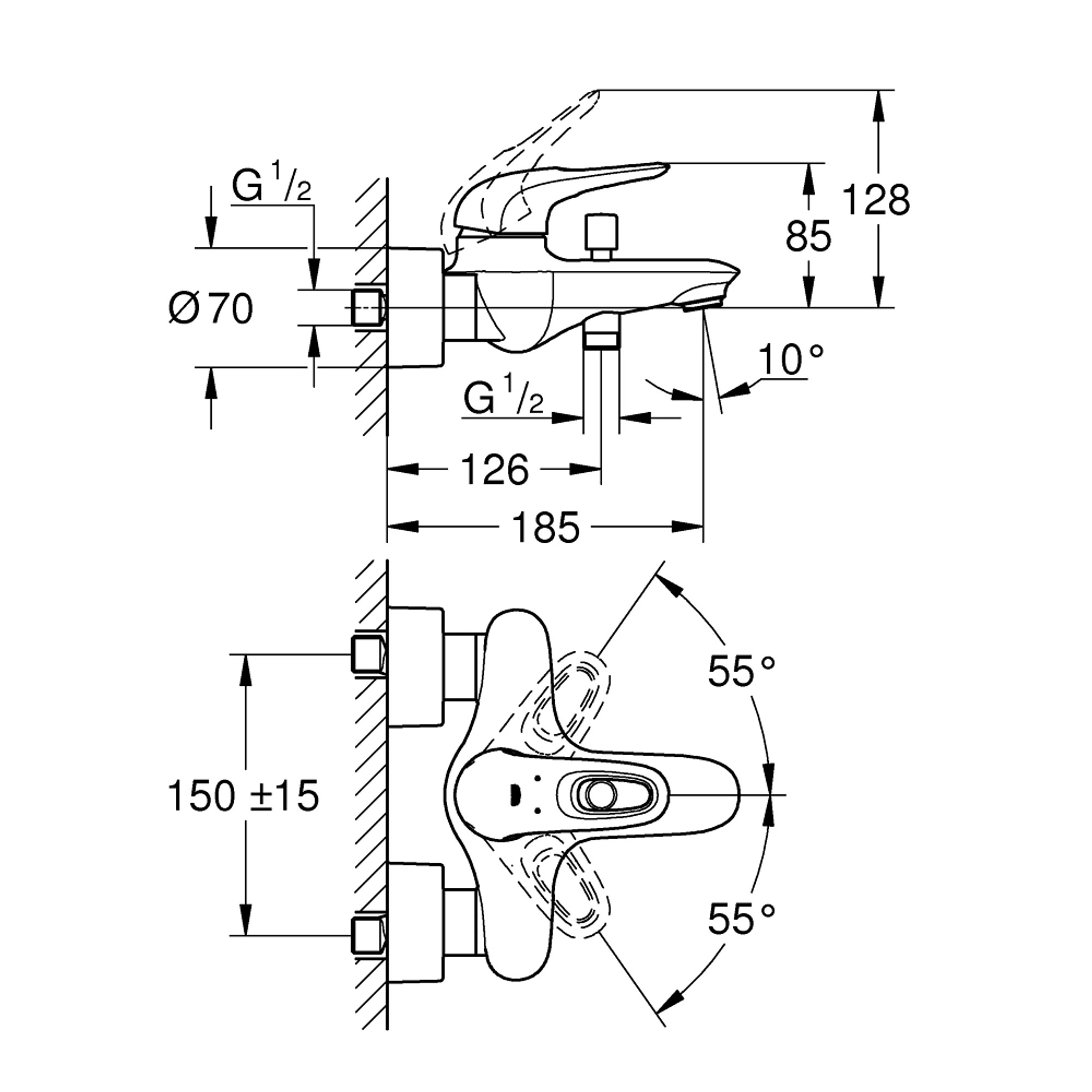 Grohe Eurostyle Banyo Bataryası Beyaz-Krom 33591LS3