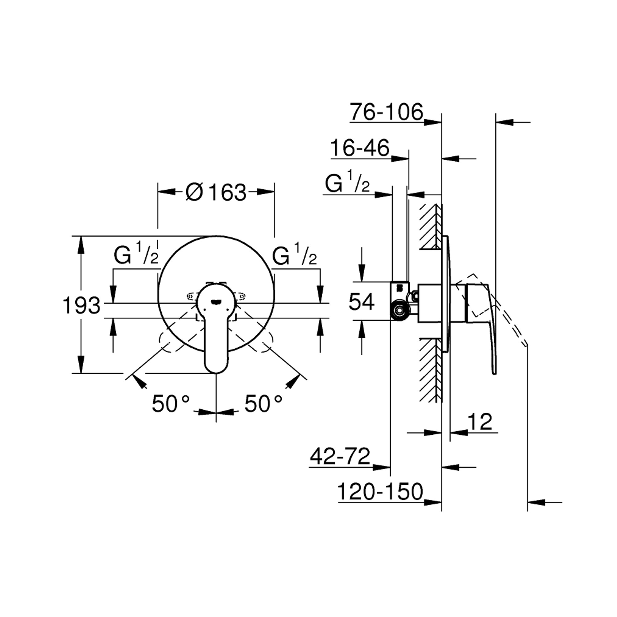 Grohe Eurostyle Cosmopolitan Ankastre Duş Bataryası Krom 33635002
