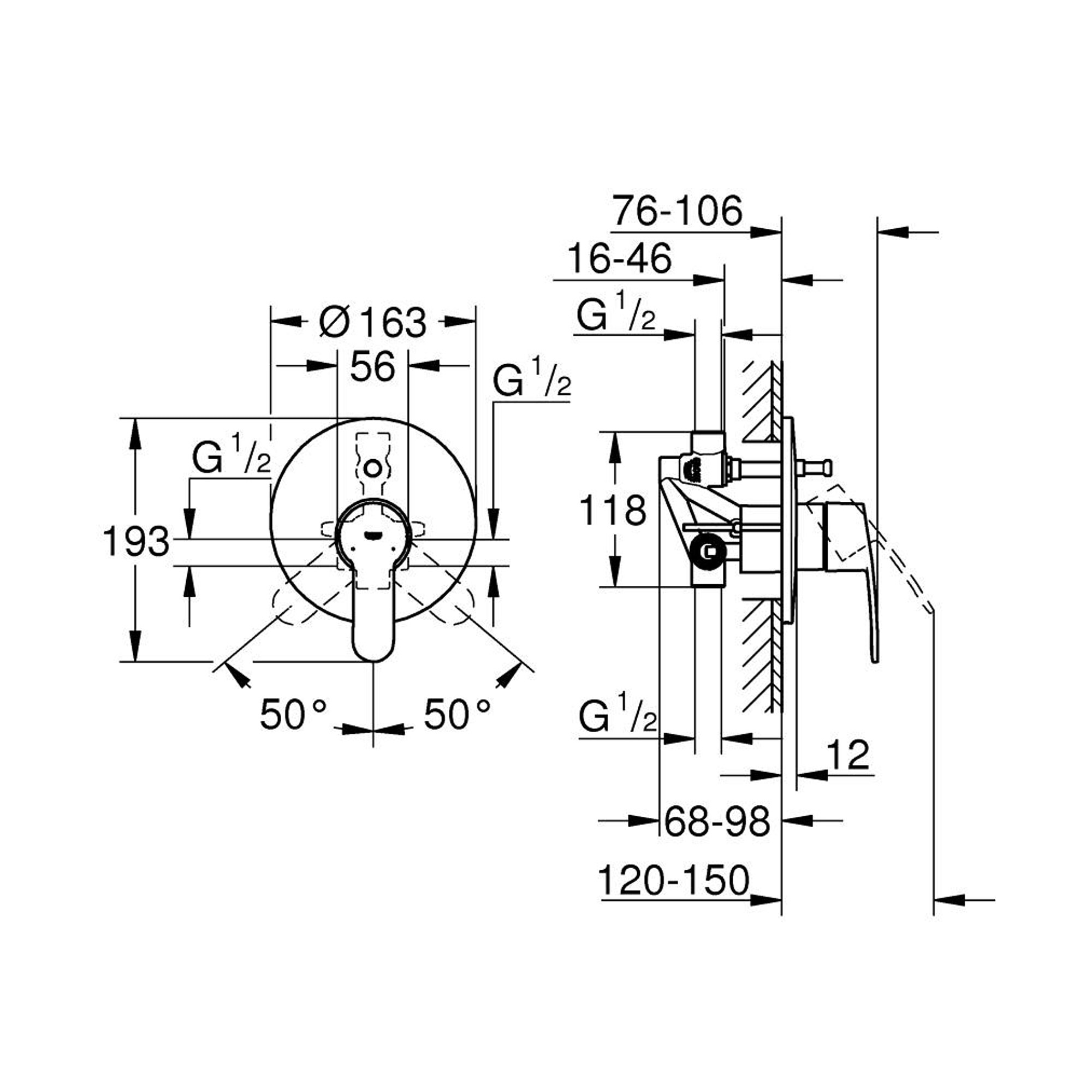 Grohe Eurostyle Cosmopolitan Ankastre Banyo Bataryası Krom 33637002