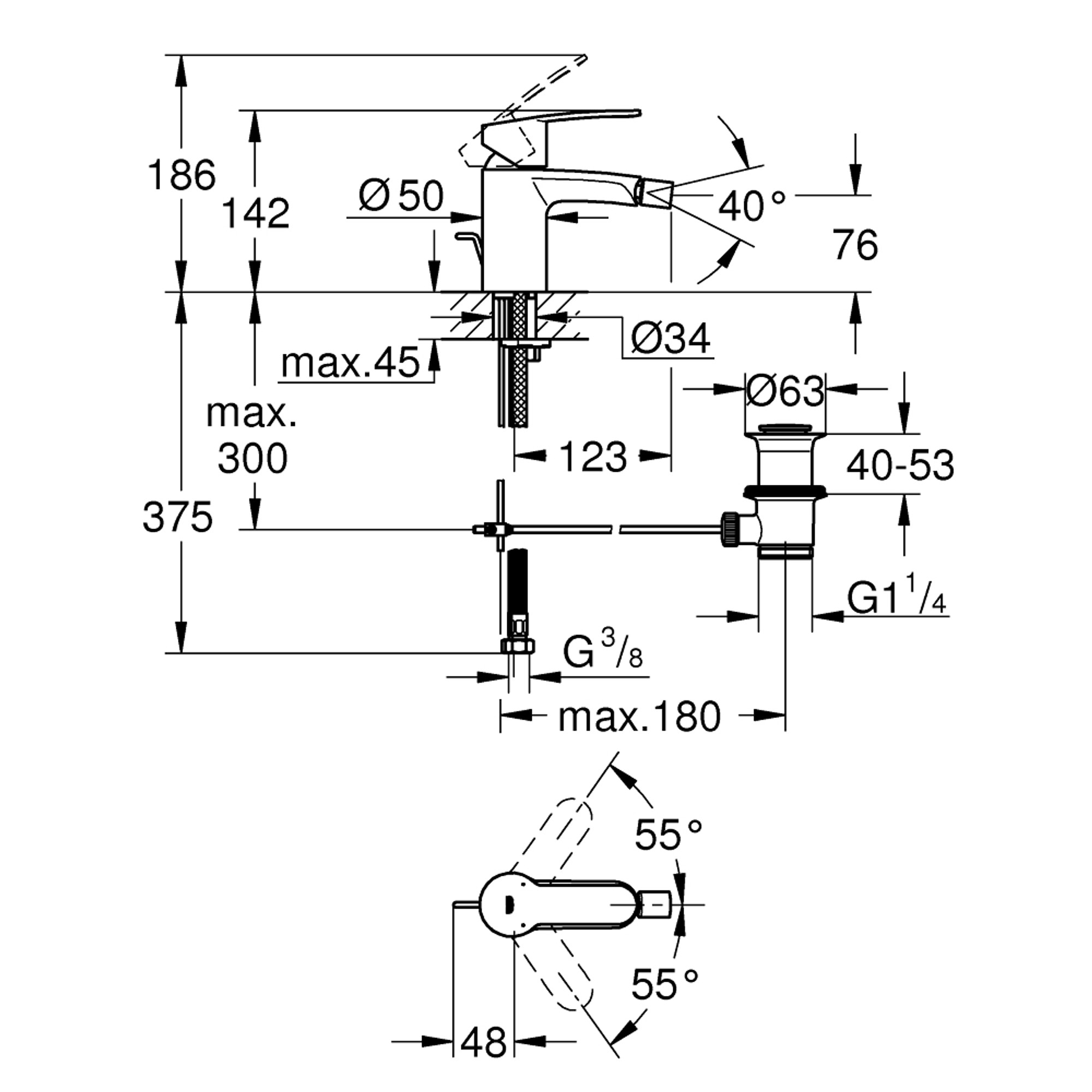 Grohe Eurostyle Cosmopolitan Bide Bataryası S Boy Krom 33565002