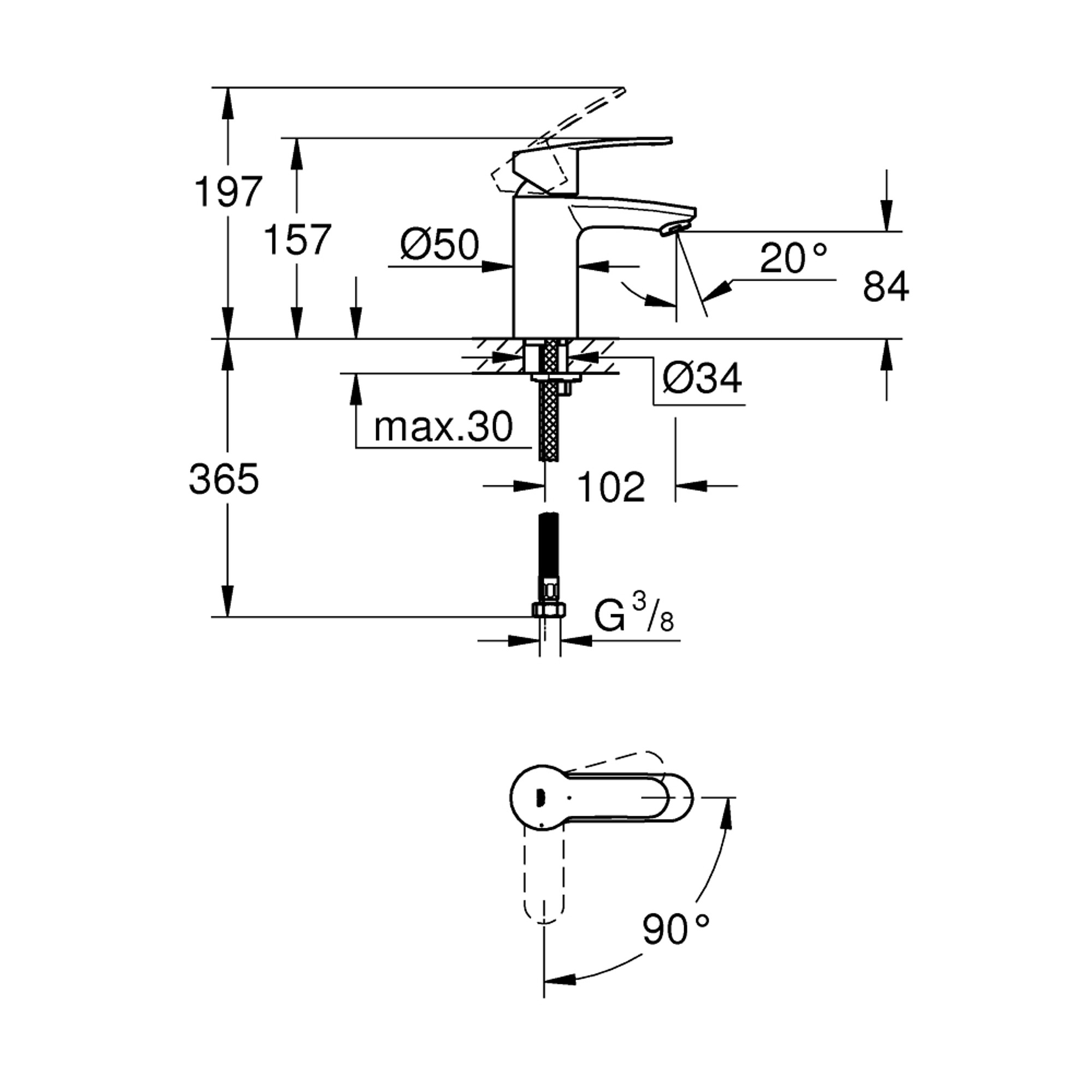 Grohe Eurostyle Cosmopolitan Lavabo Bataryası S Boy Krom 2337320E