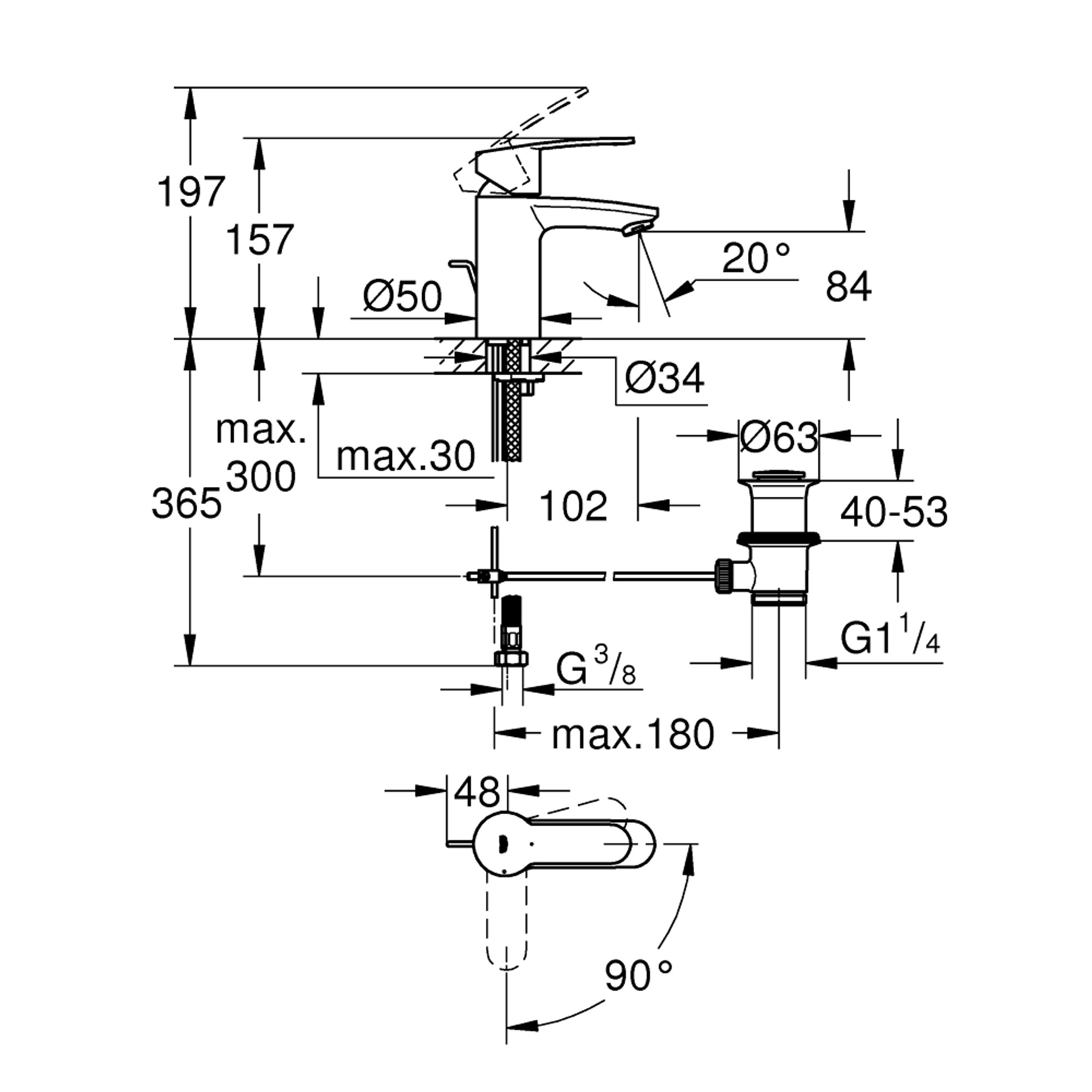 Grohe Eurostyle Cosmopolitan Lavabo Bataryası S Boy Krom 2337420E