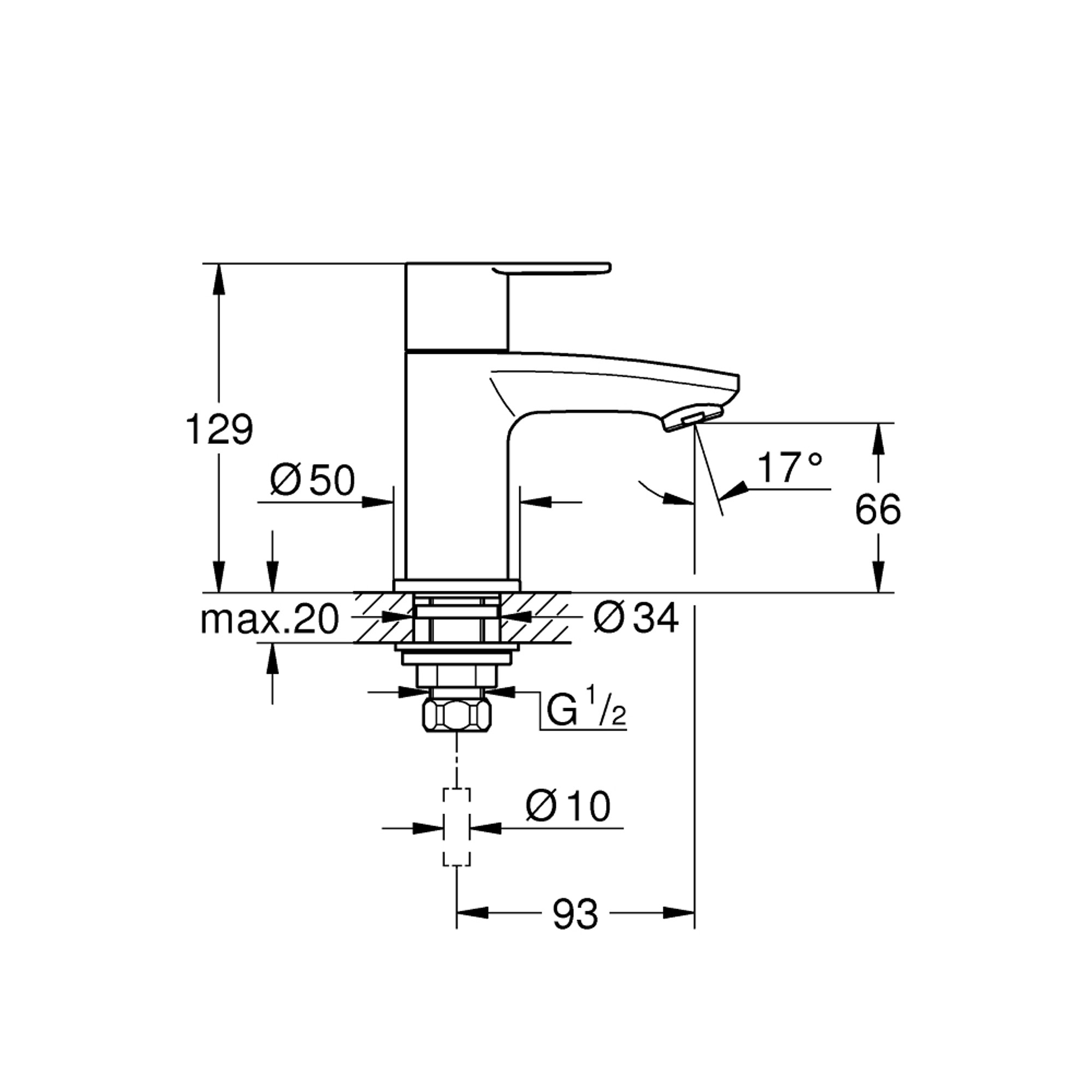 Grohe Eurostyle Cosmopolitan Tezgah Üstü Musluk XS Boy Krom 23039002