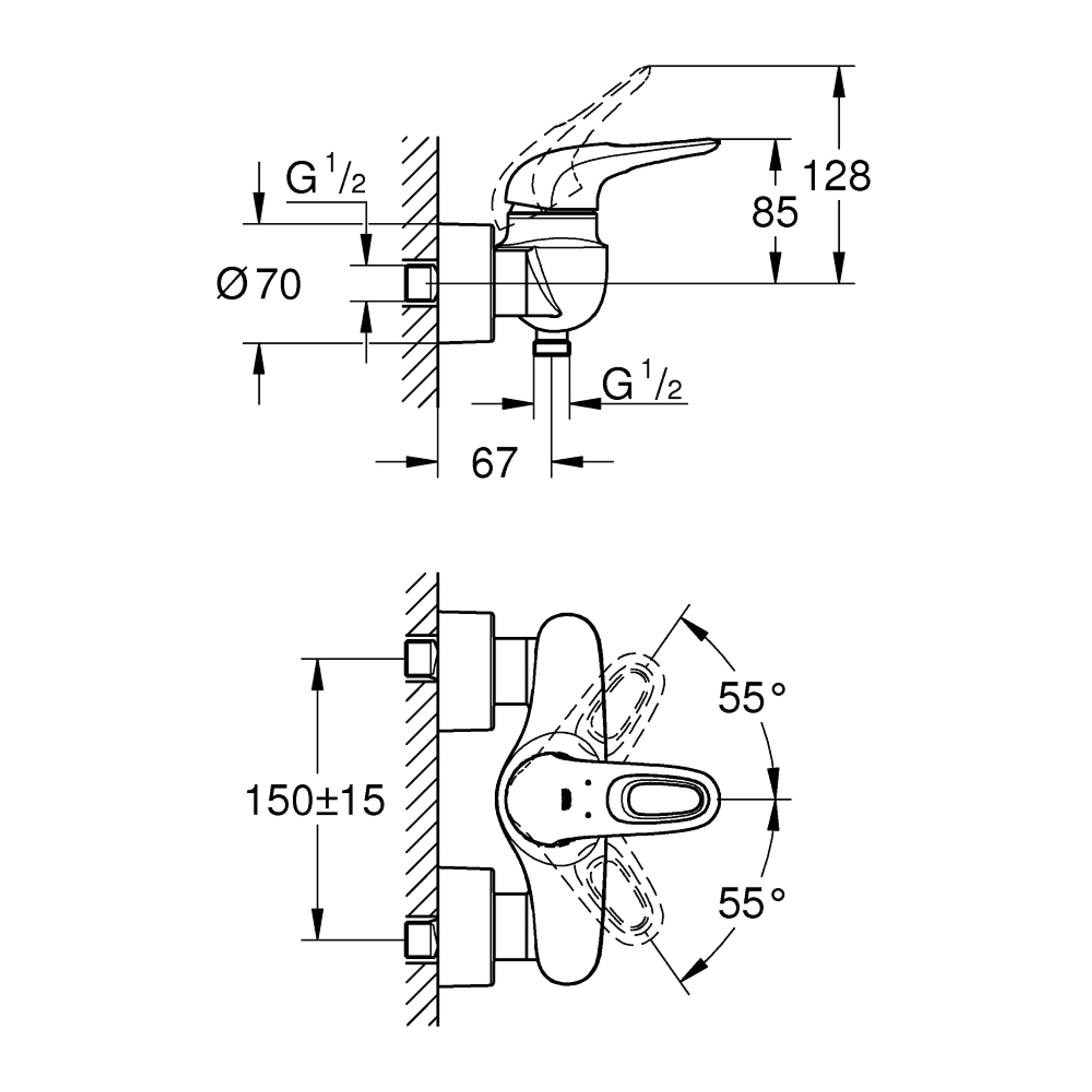 Grohe Eurostyle Duş Bataryası Krom 33590003