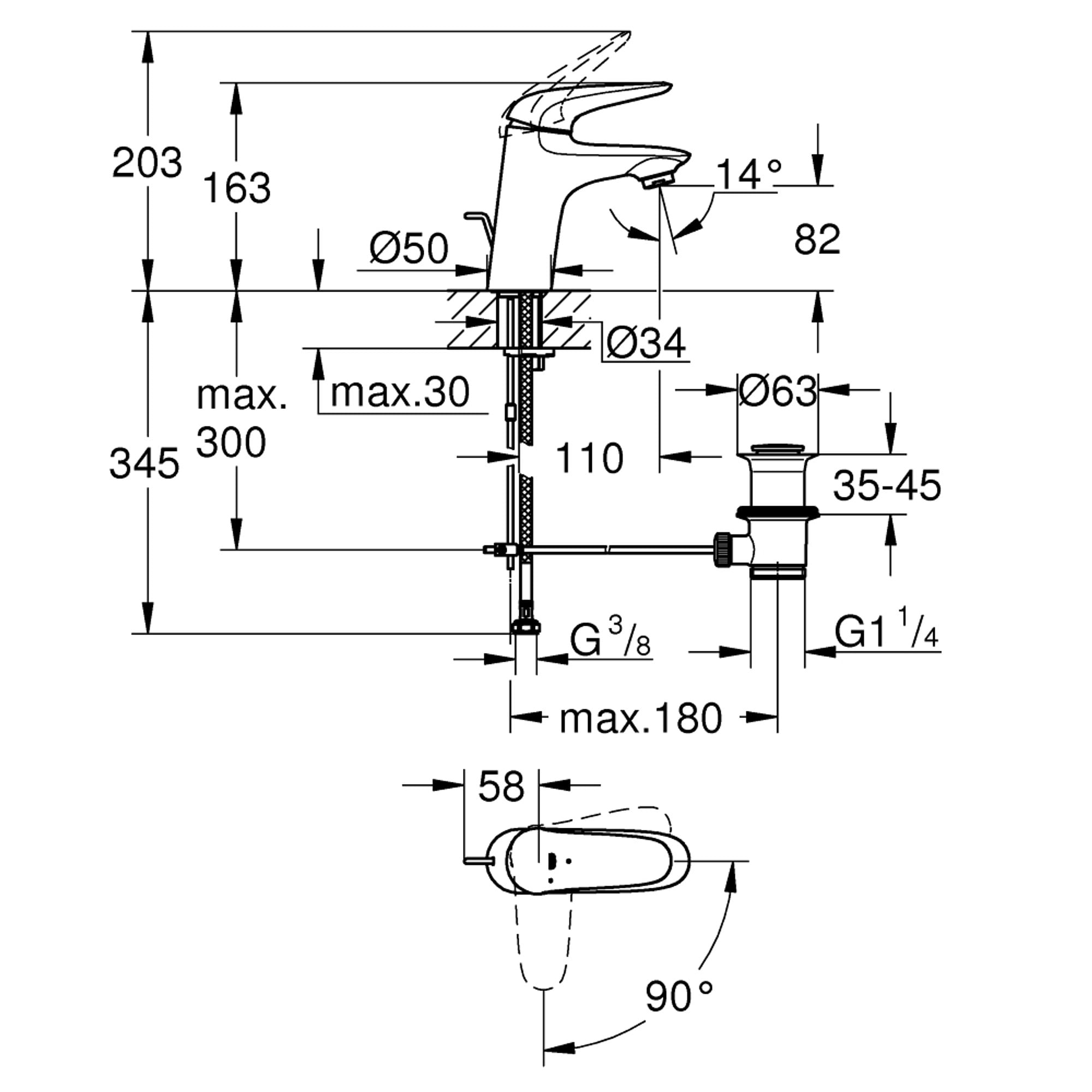 Grohe Eurostyle Lavabo Bataryası S Boy Krom 23709003