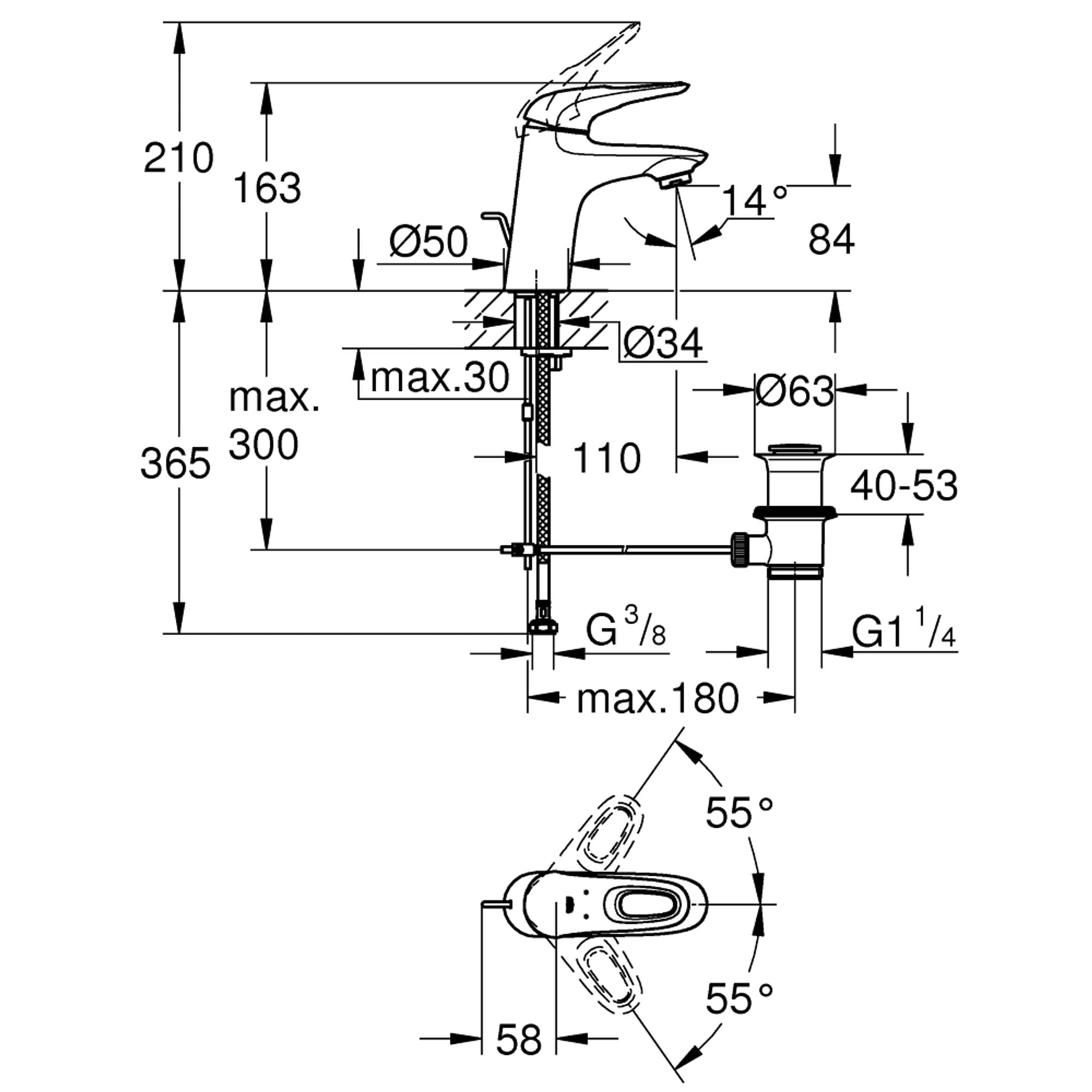 Grohe Eurostyle Lavabo Bataryası S Boy Beyaz-Krom 33558LS3